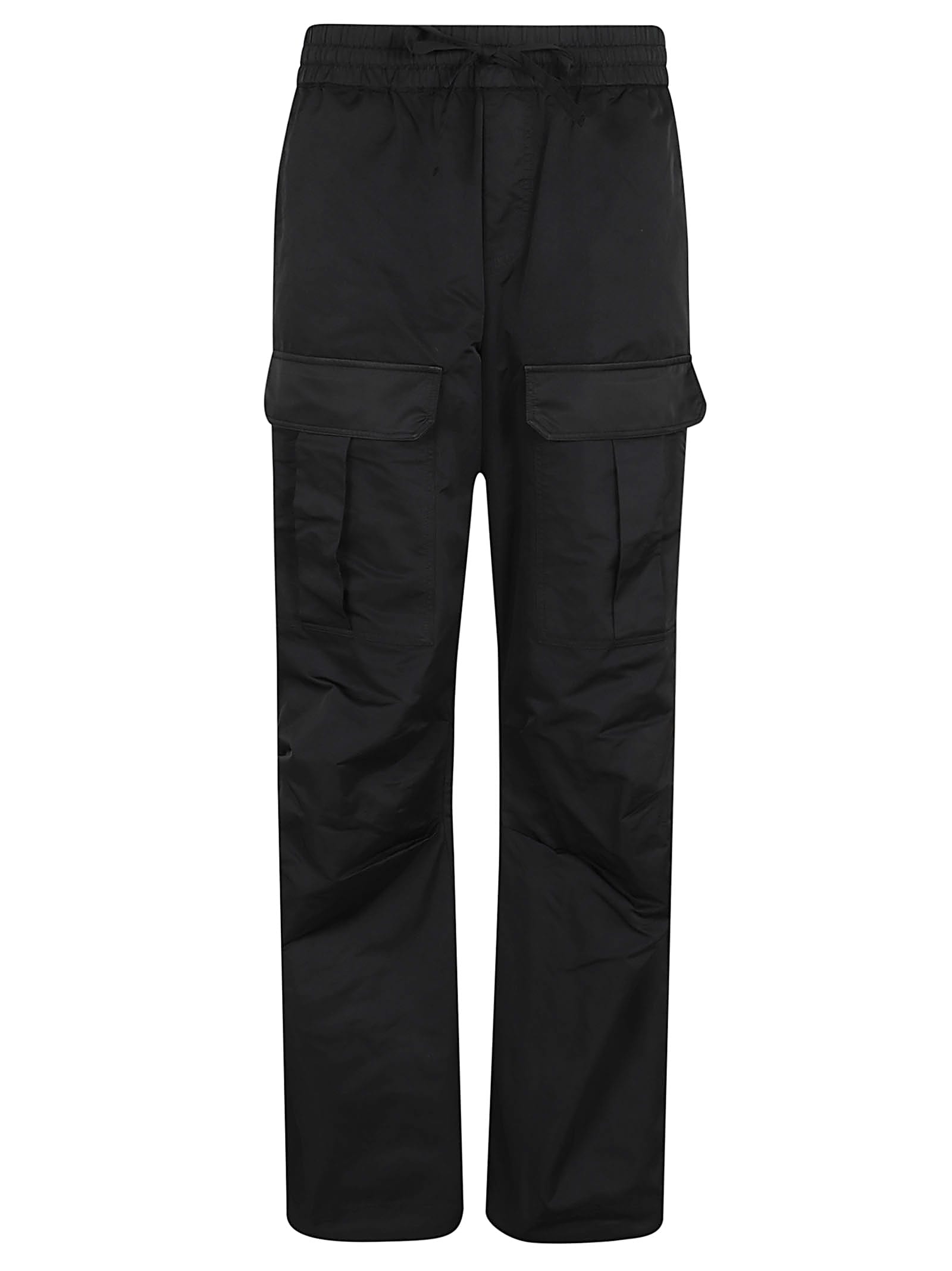 P.a.r.o.s.h Parosh Straight-leg Trousers With Elastic Waistband And Functional Pockets In Nero