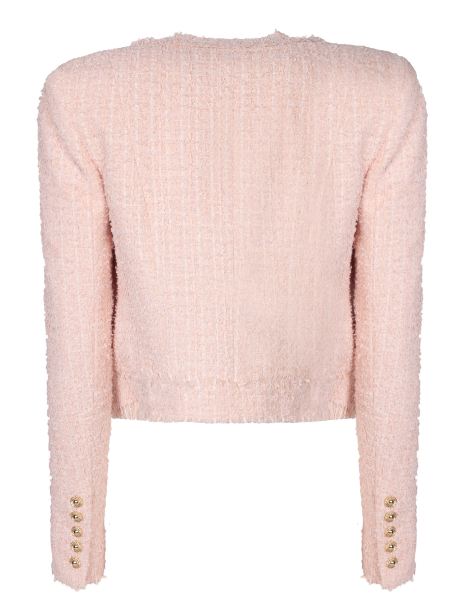 Shop Balmain Pink Powder 4pkt Tweed Jacket