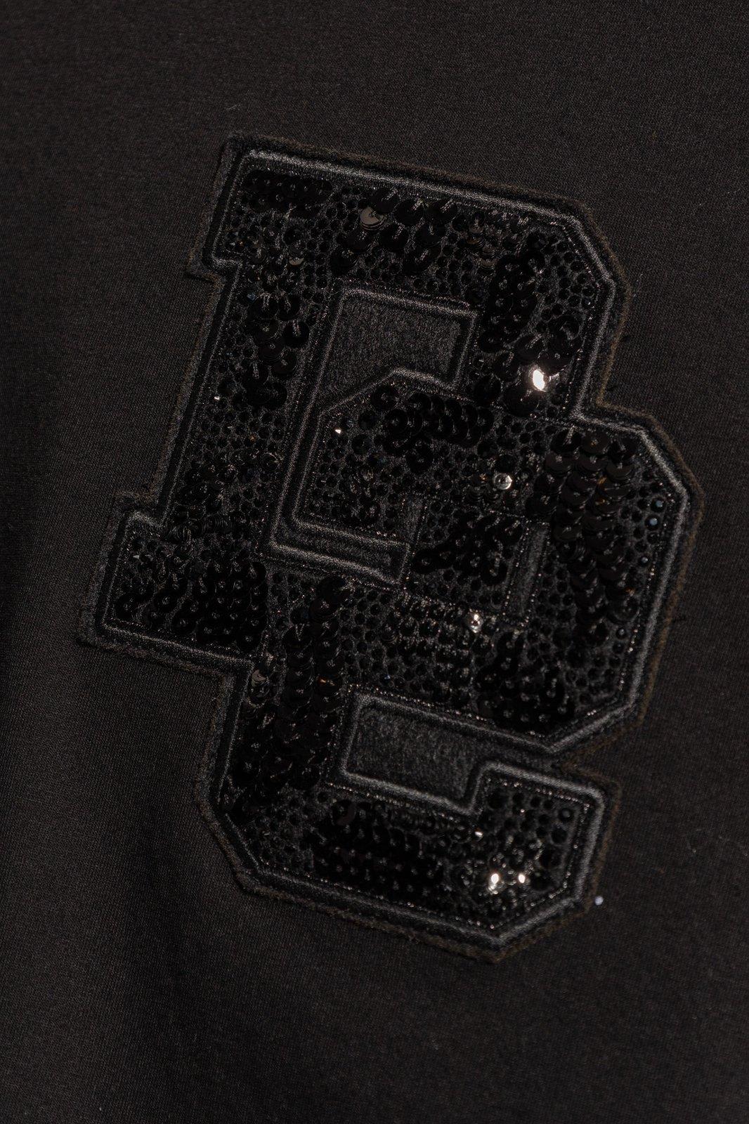 Shop Dsquared2 Sequinned Logo-patch Crewneck T-shirt In Black