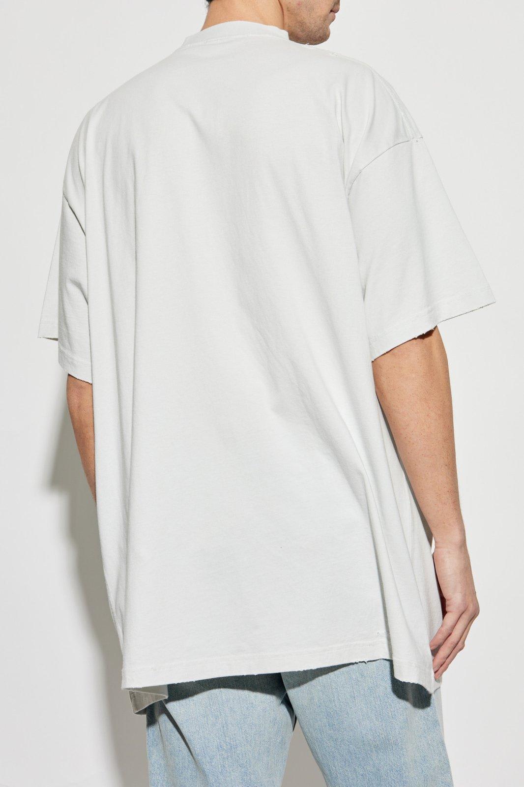 Balenciaga Light Grey Cotton Oversize T-shirt In White