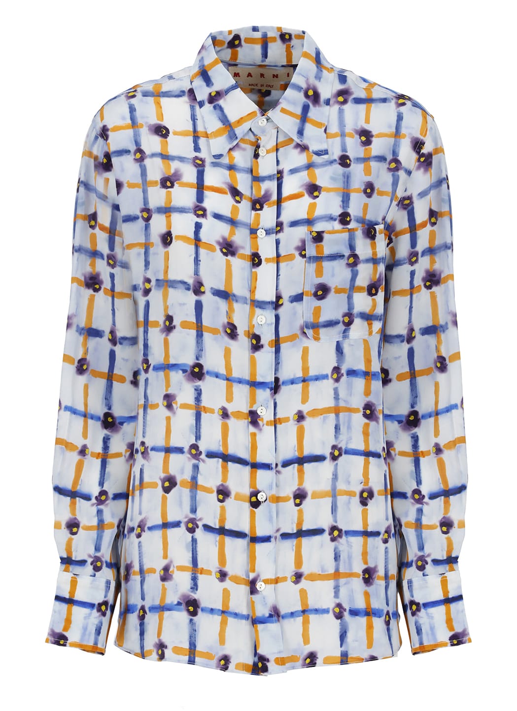 Shop Marni Silk Shirt In Light Blue