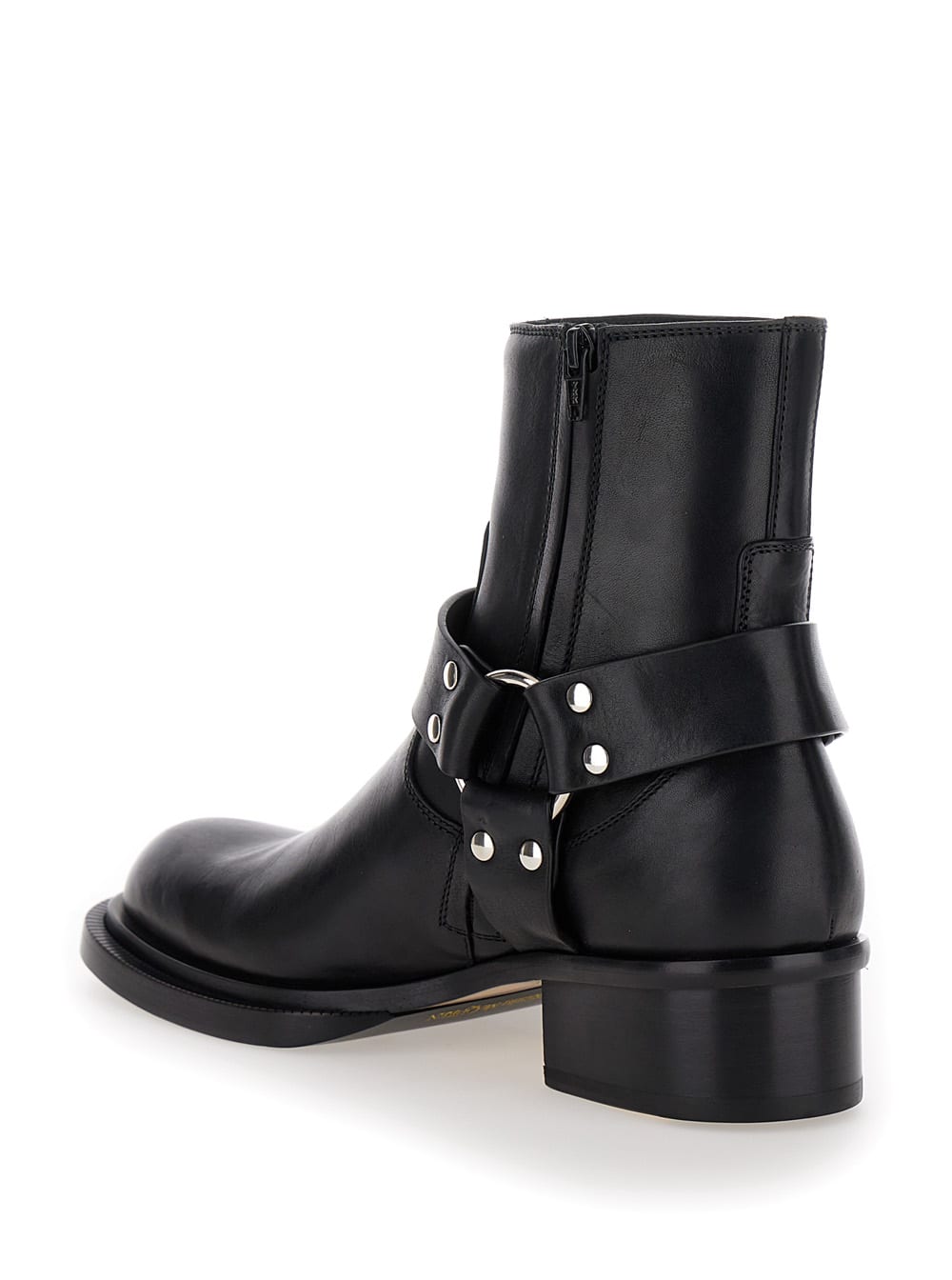 Alexander Mcqueen Black Ankle Boots With Harness Detail In Leather Man In Black