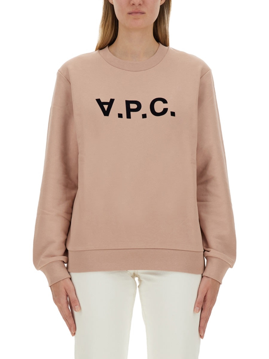 Shop Apc Sweatshirt With Logo In Pink