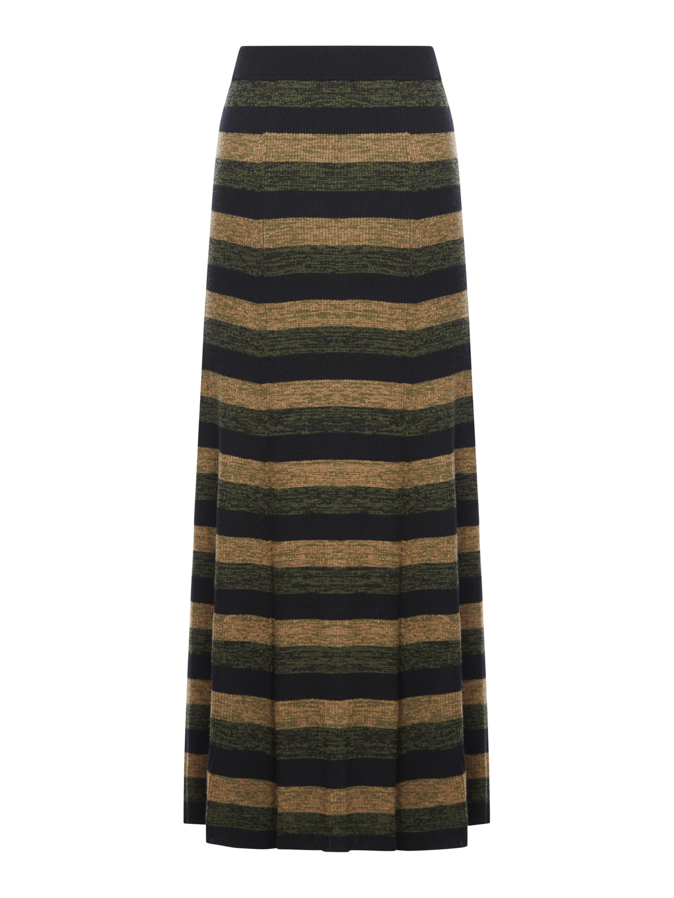 Shop Ganni Mini Ribbed Merino Maxi Skirt In Multicolour