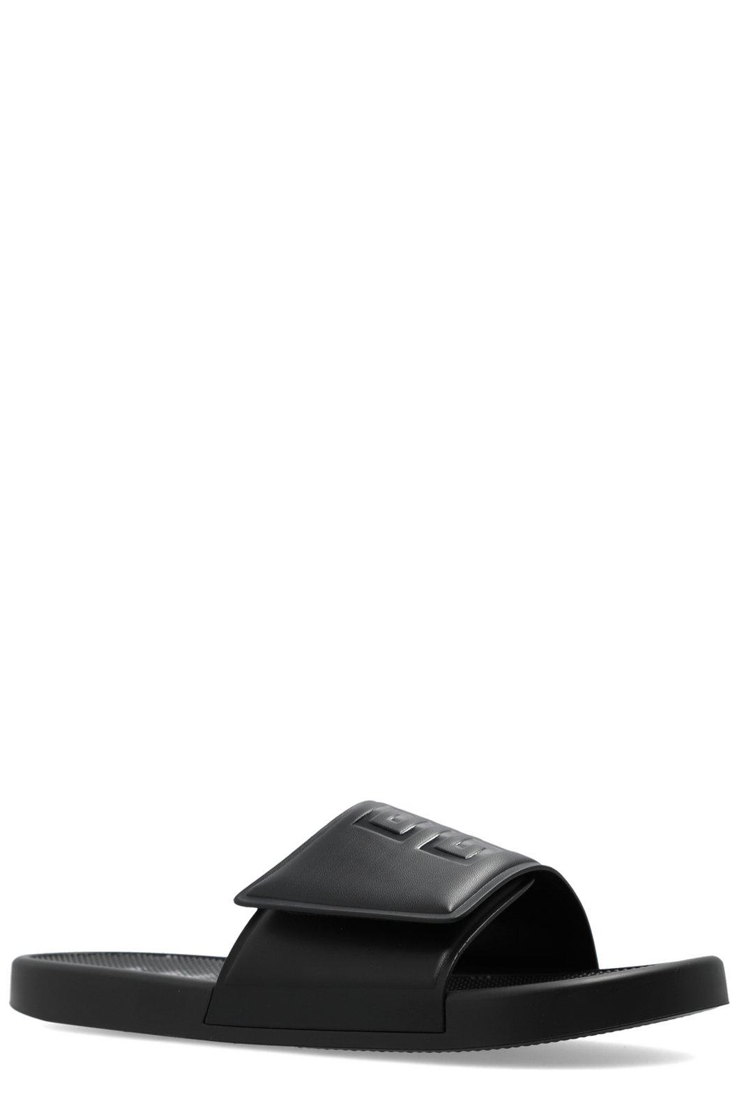 Shop Givenchy 4g Emblem Flat Sandals In Black/white