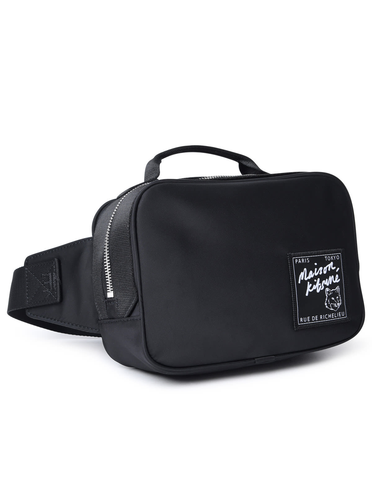 Shop Maison Kitsuné Black Polyamide Belt Bag