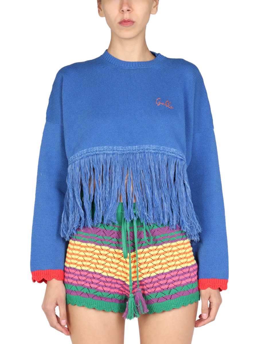 Shop Gallo Logo Embroidery Sweater In Blue