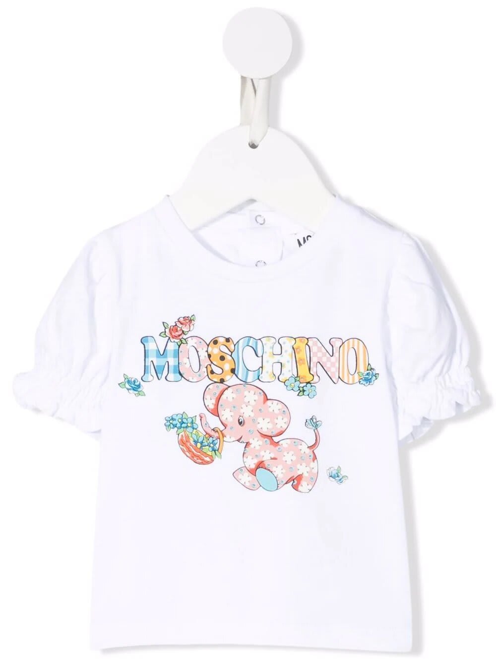 Moschino Baby White T-shirt With Calico Elephant Print