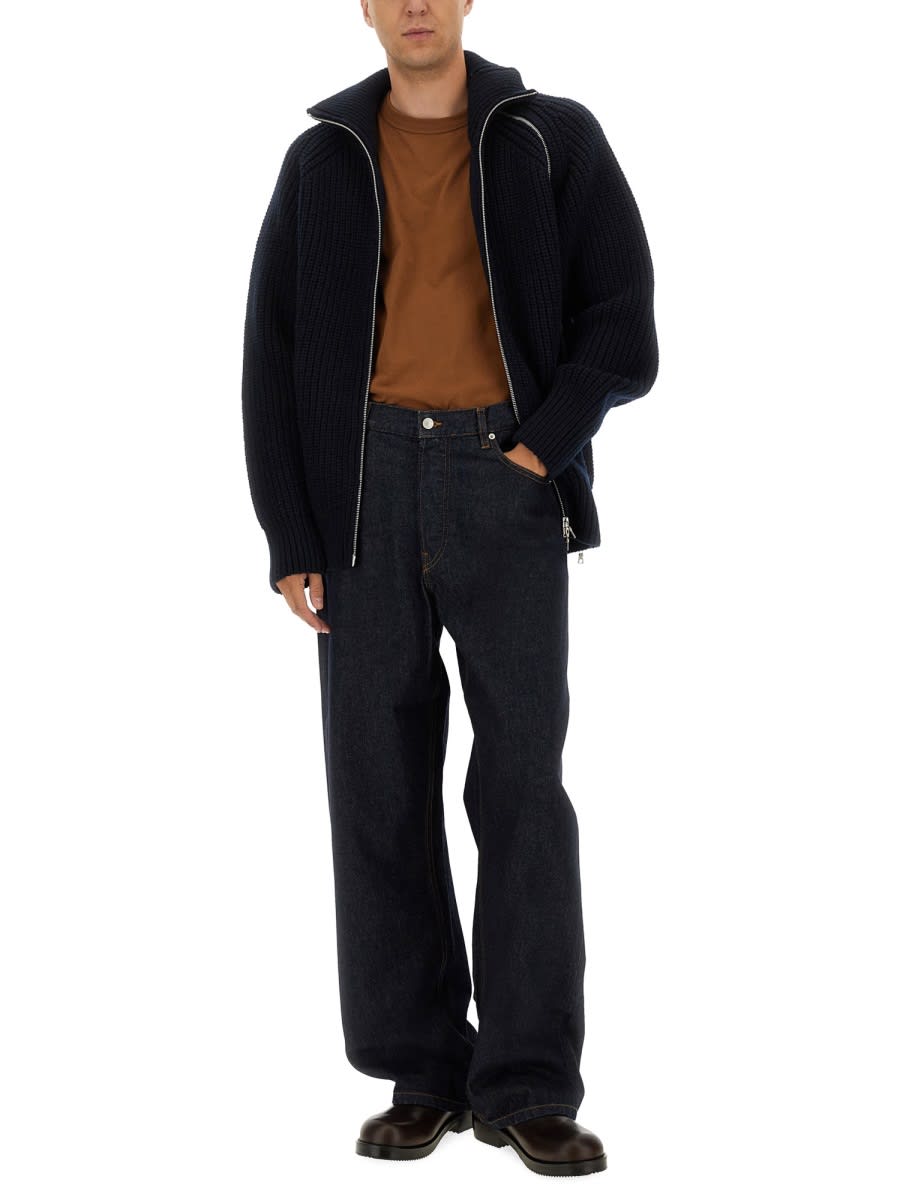 Dries Van Noten Black Wool Zip-up Cardigan In Multi