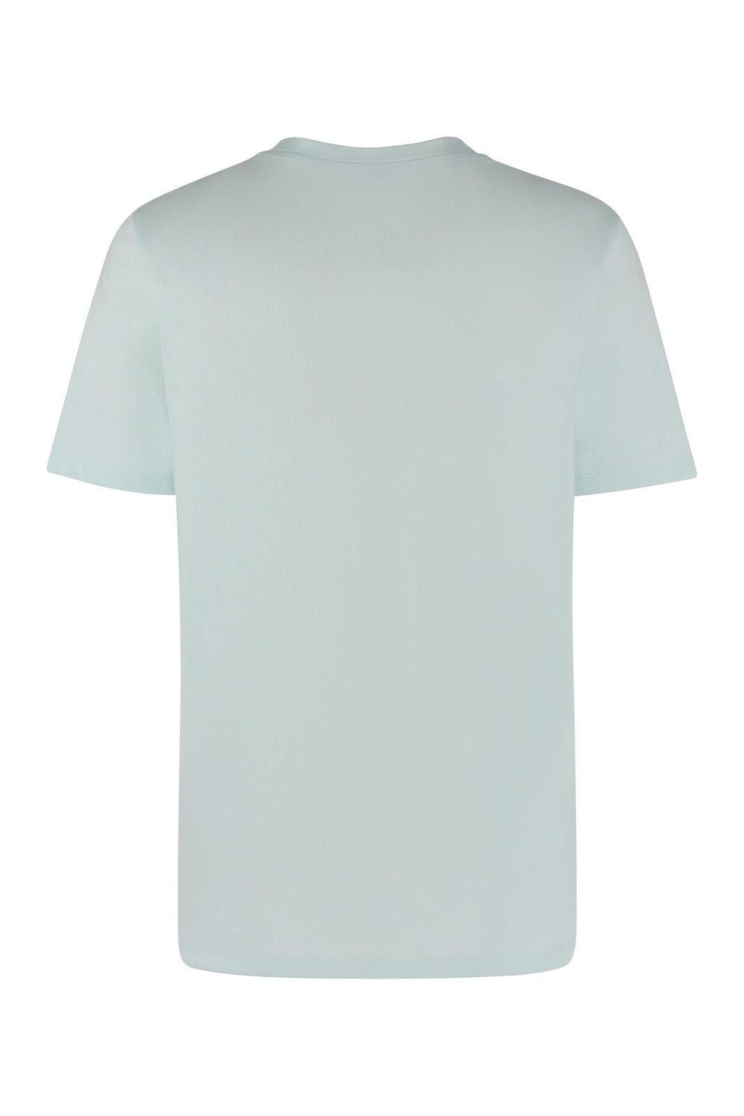 Shop Balmain Logo Printed Crewneck T-shirt In Vert Pâle/blanc