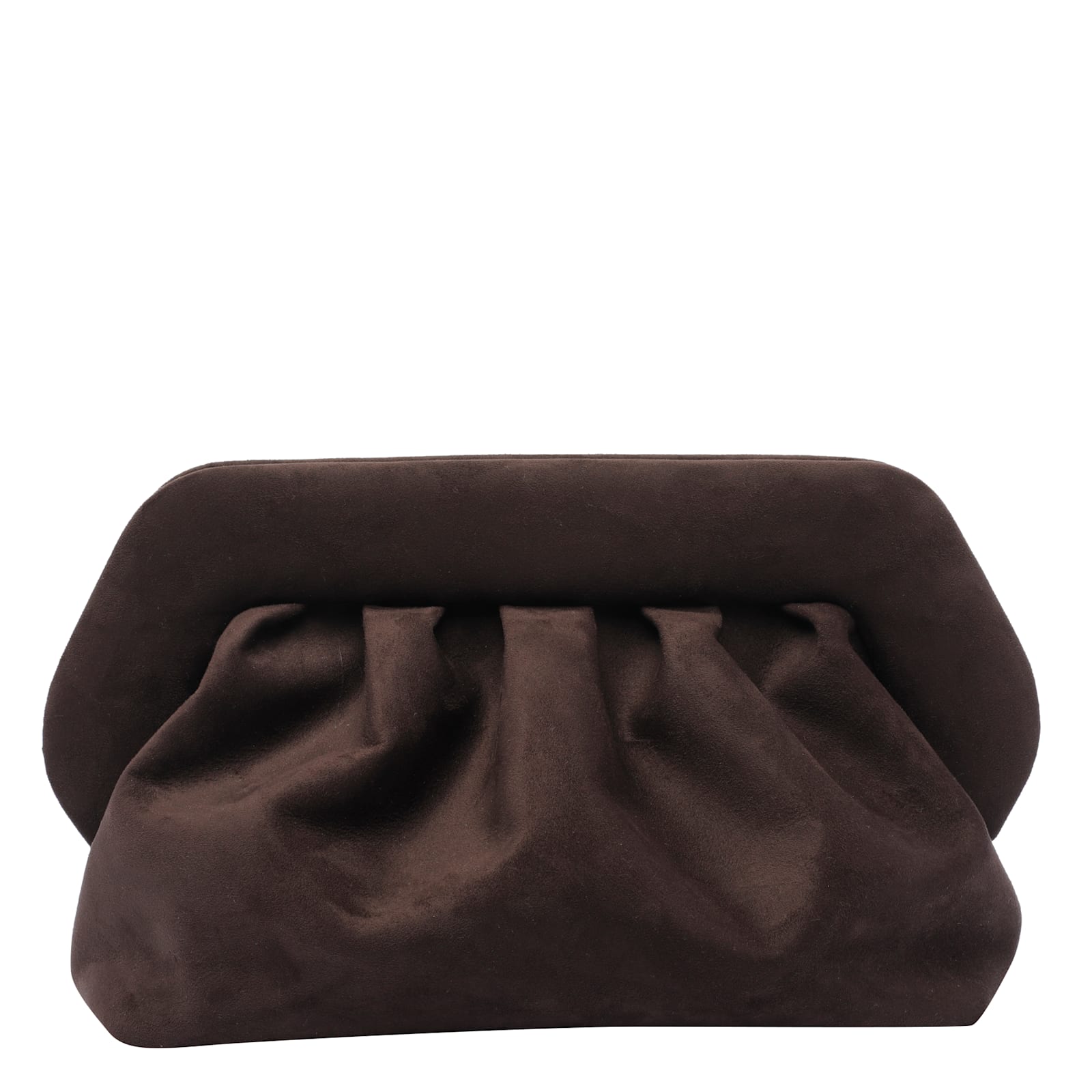 Themoirè Pleated Clutch Bag In Brown