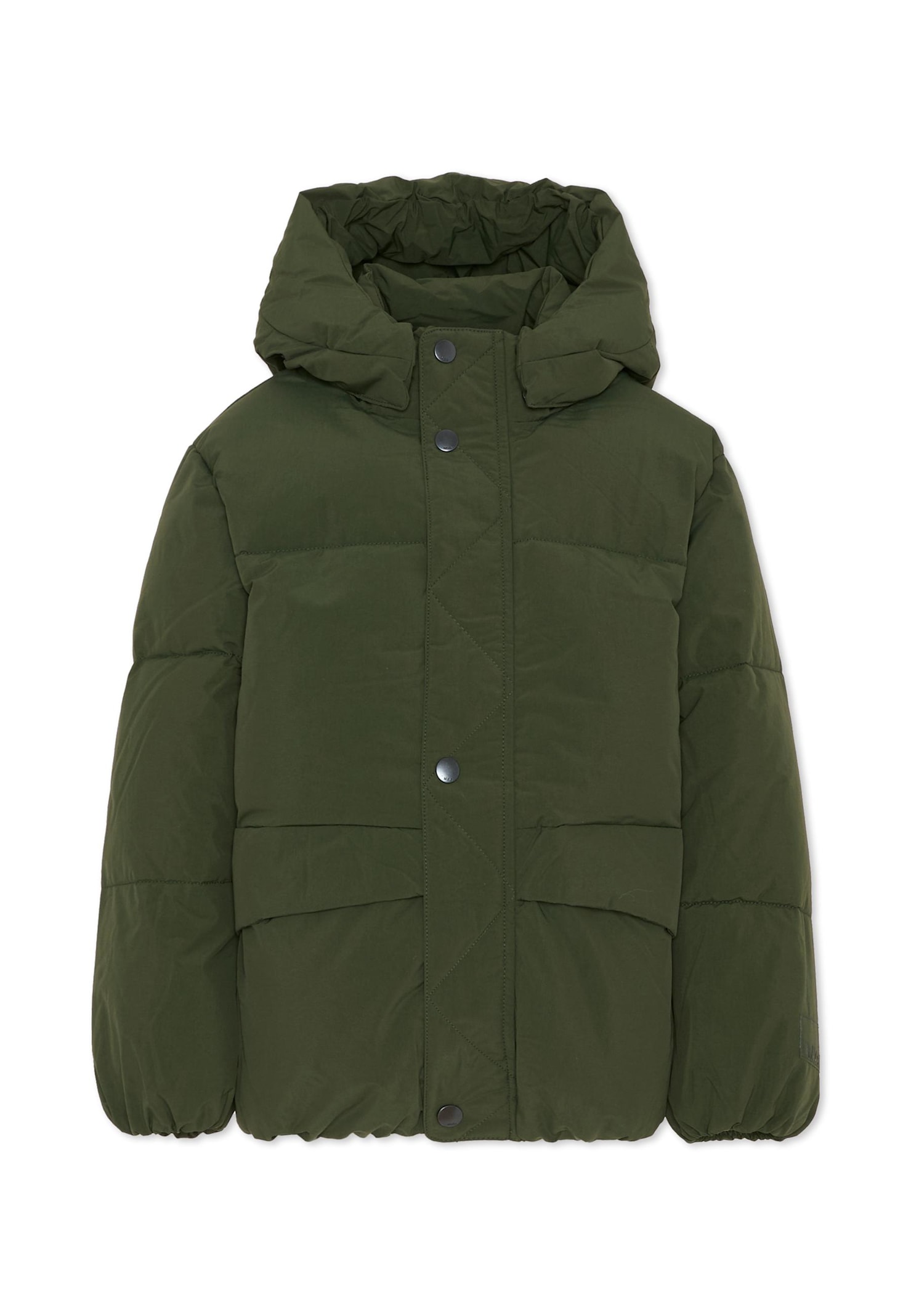 Molo Green Down Jacket For Boy With Logo In Green