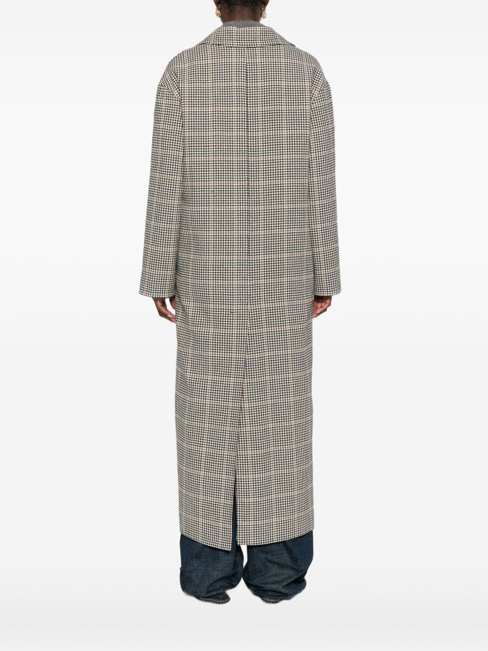 Tagliatore Houndstooth Pattern Wool Coat Pockets In Black