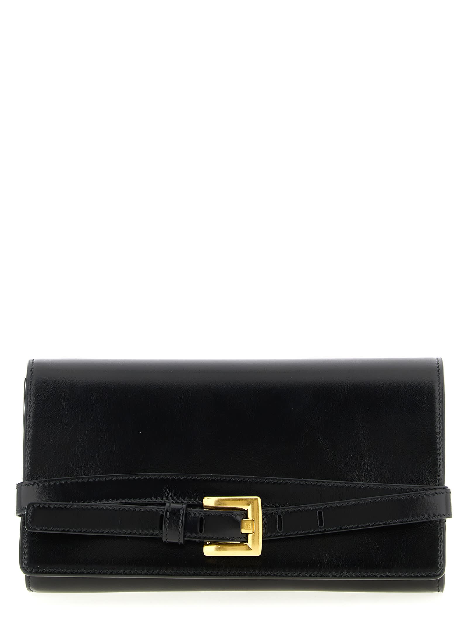 Balmain Shuffle Wallet Chain Buckle Detail Strap In Black