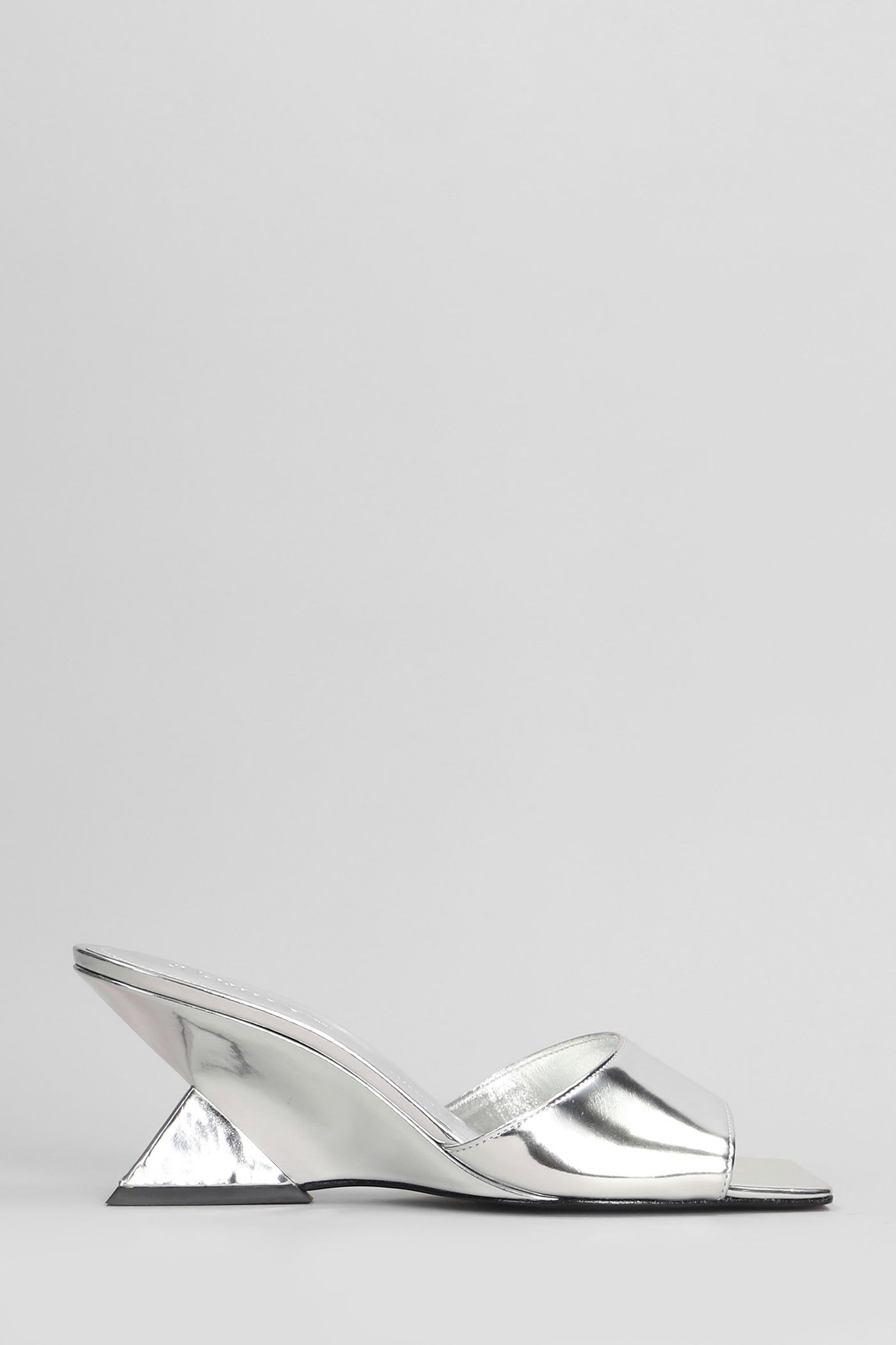 SCHUTZ ABBIE SCULPT SLIPPER-MULE IN SILVER LEATHER 