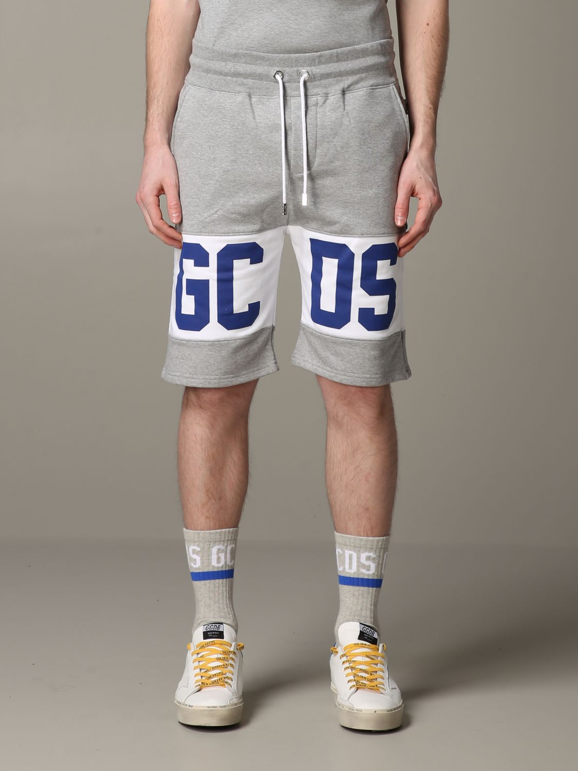 Gcds Colour Block Logo Print Track Shorts In Grey
