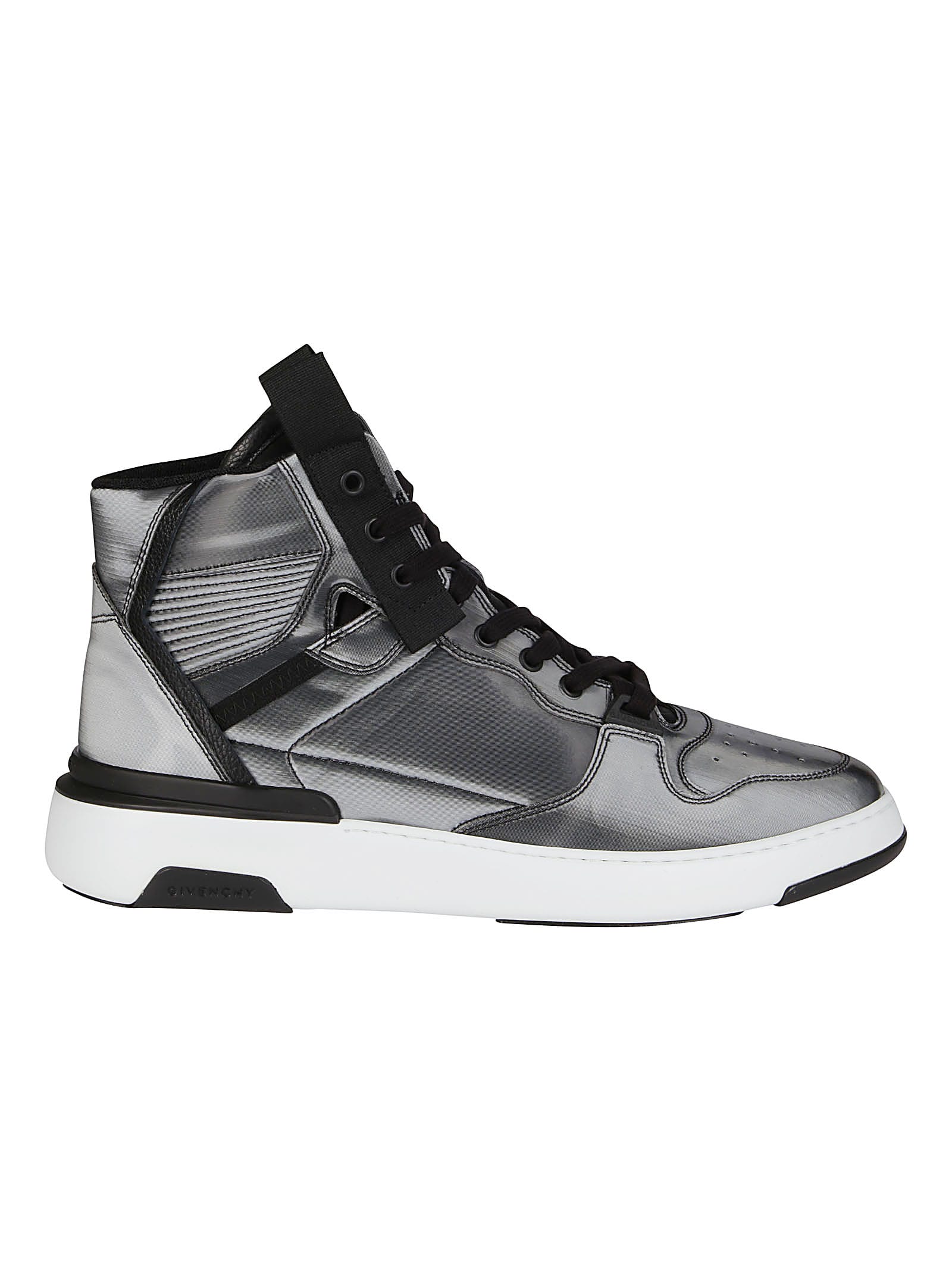 GIVENCHY SILVER-TONE HI-TOP SNEAKERS,11285327