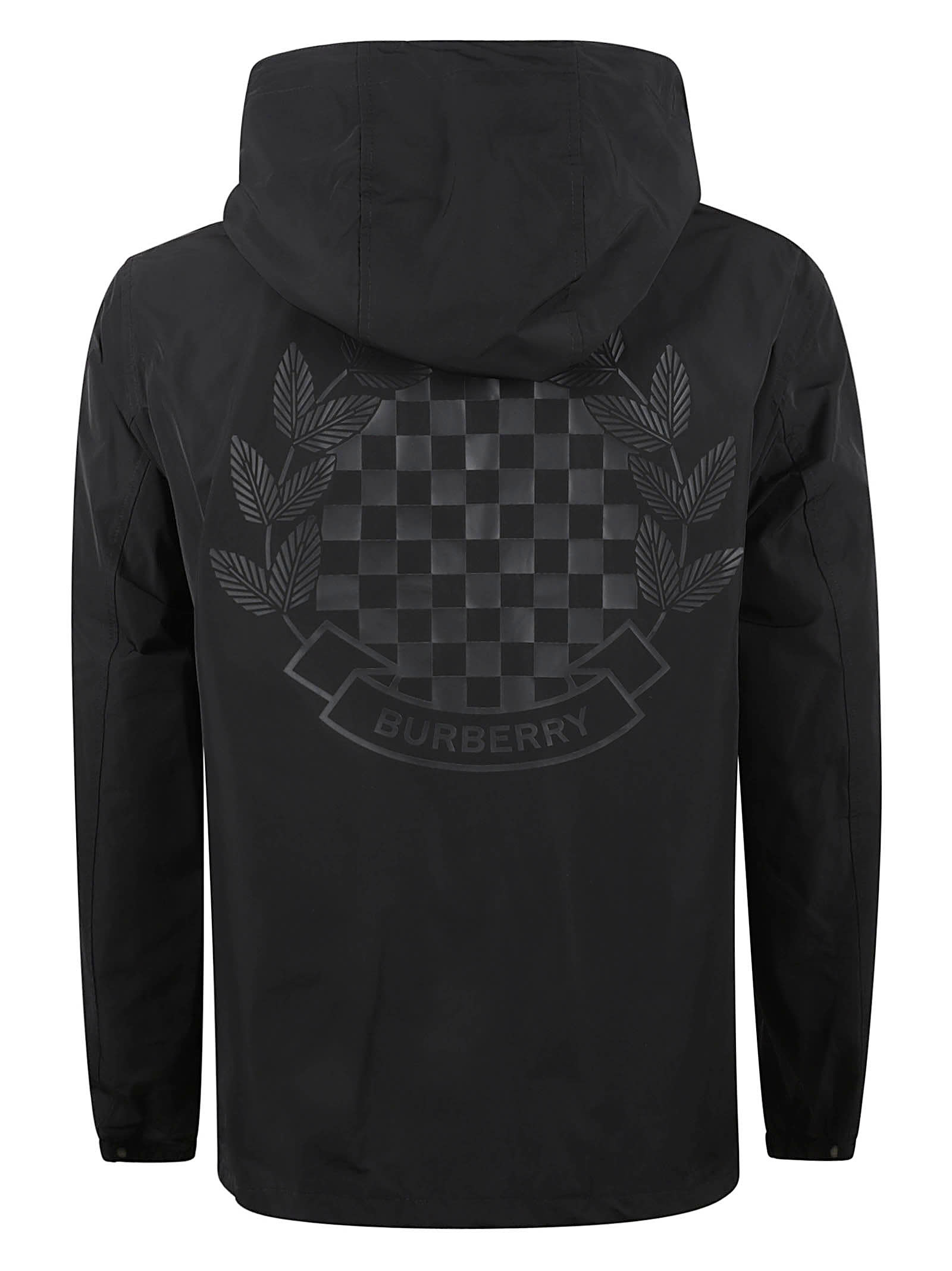 Shop Burberry Rear Logo Hooded Zip Jacket In Black