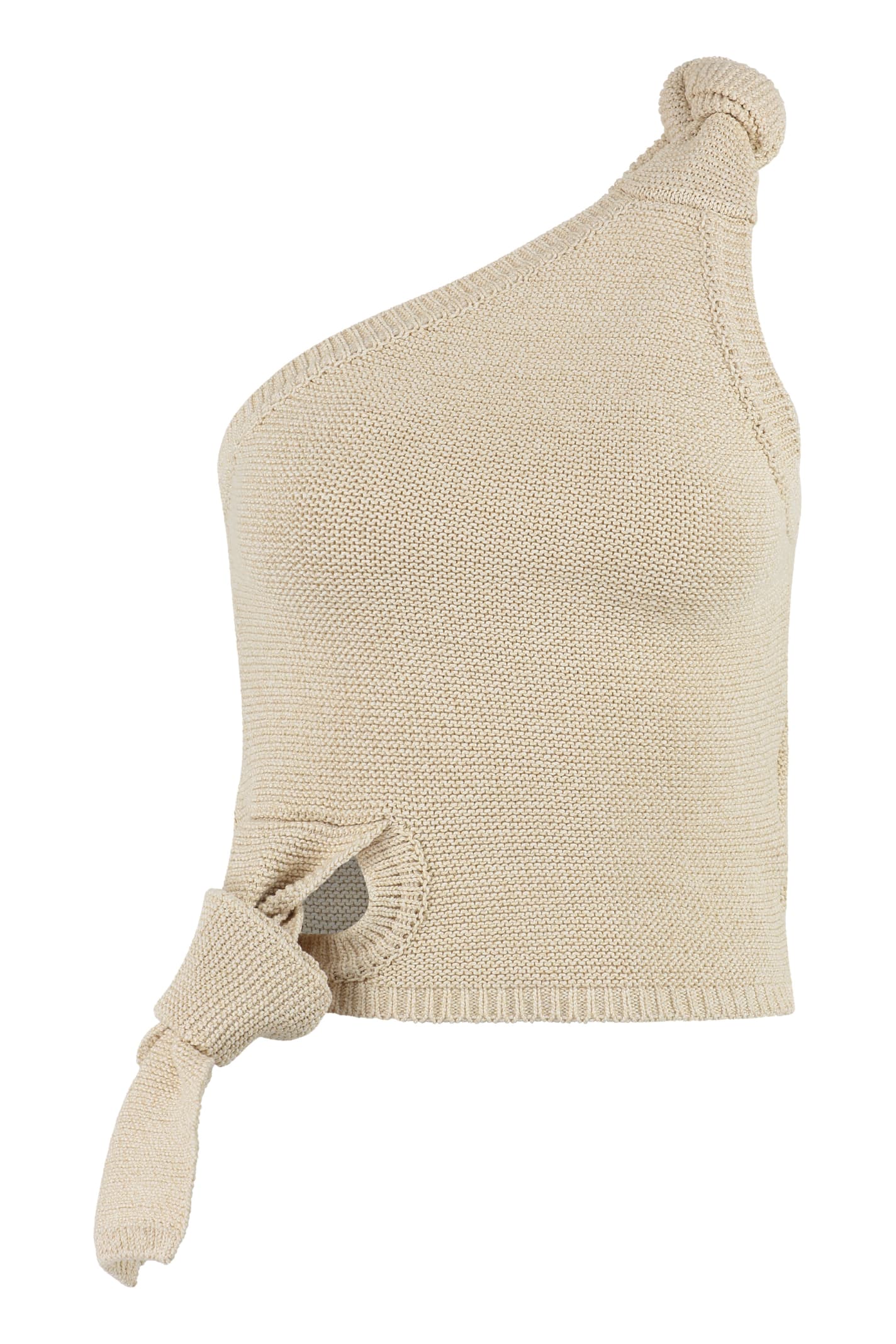 Jacquemus One-shoulder Knitted Top In Ivory