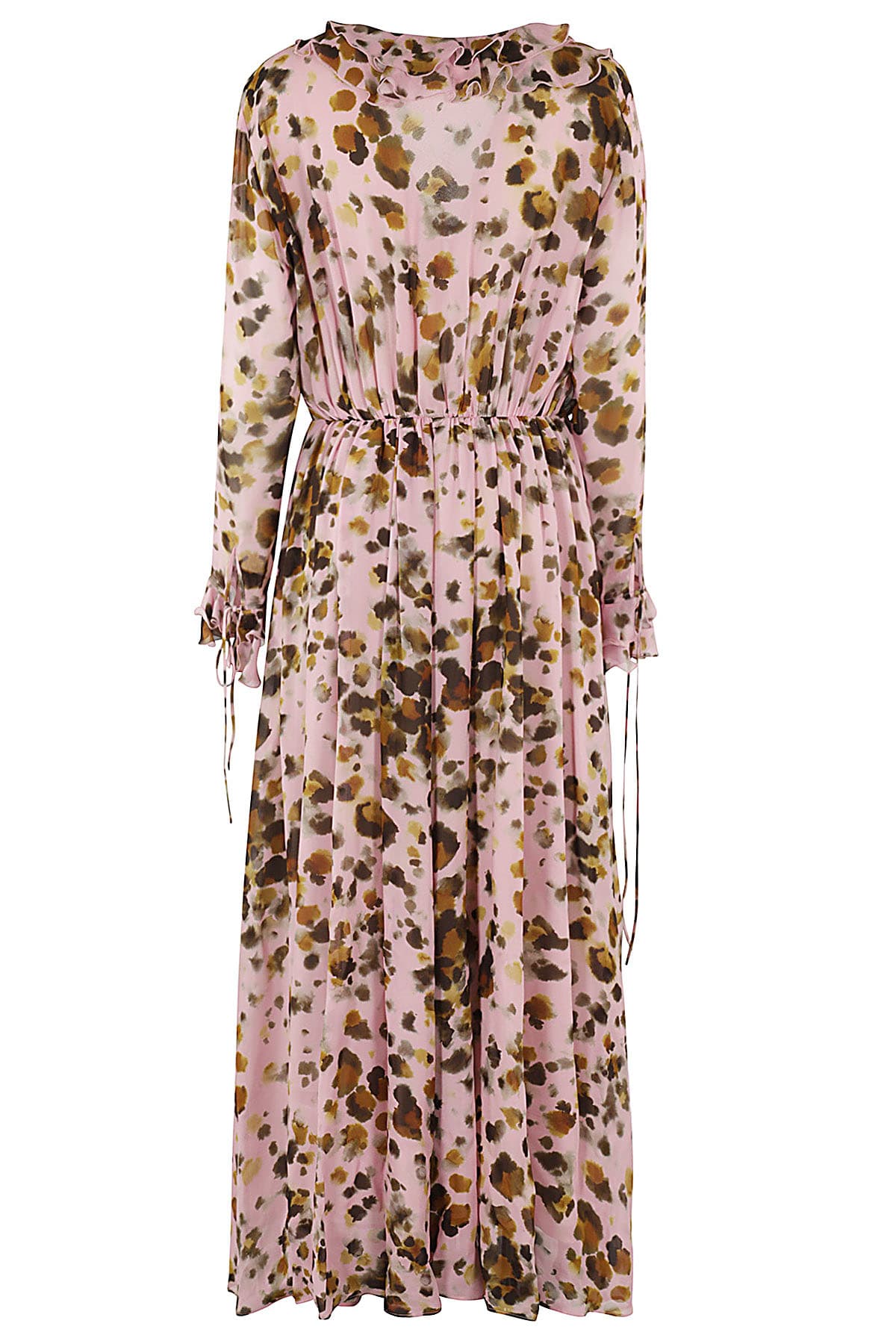 Msgm Abstract-print Ruffle-detailing Dress