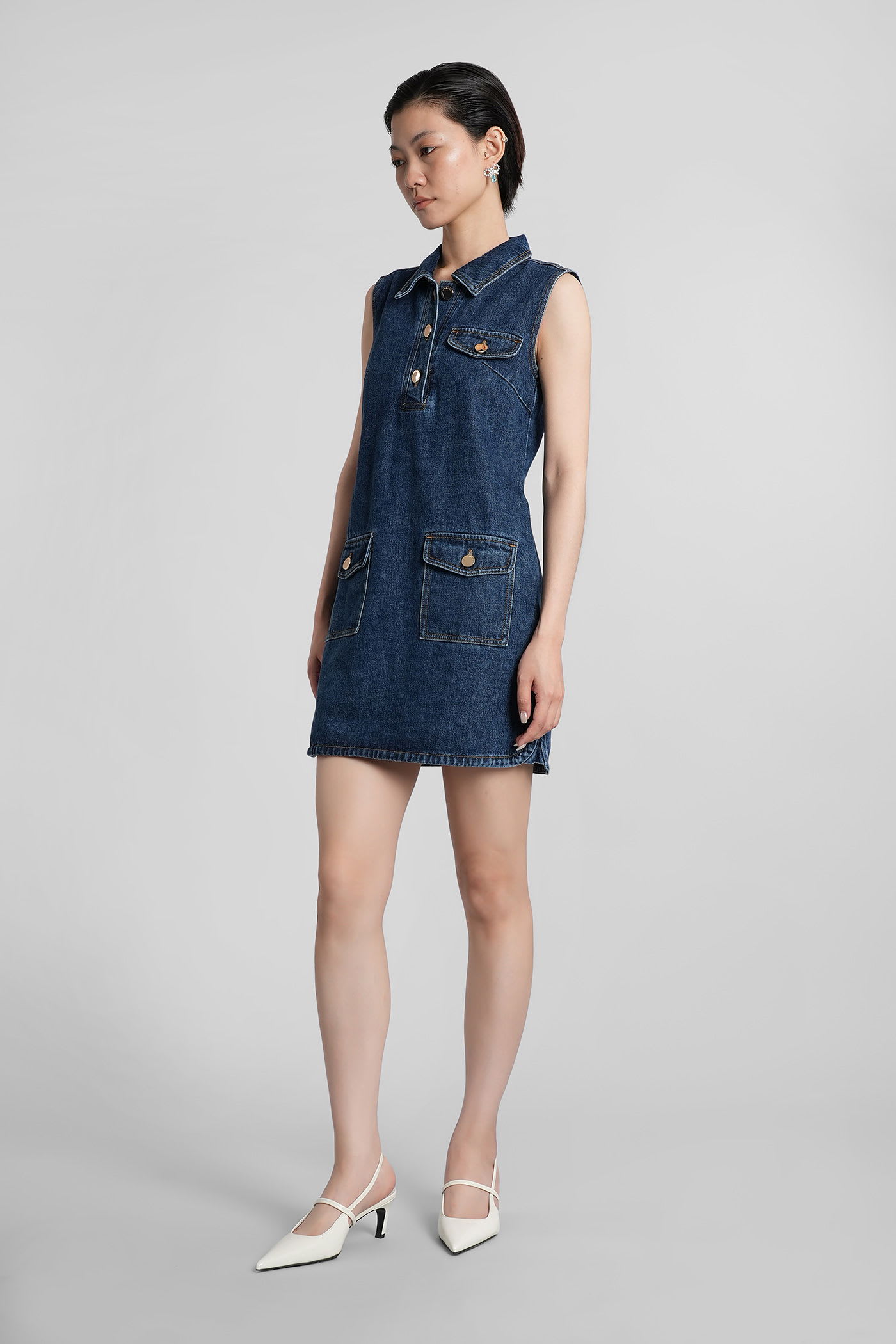 Self-portrait Self Portrait Women Denim Sleeveless Mini Dress In Blue