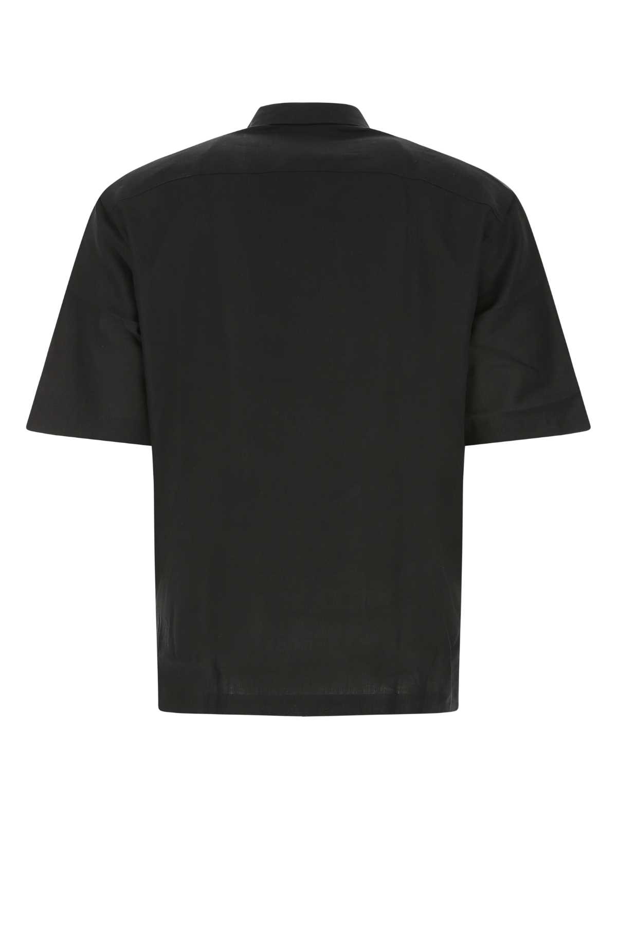Pt01 Black Linen Shirt In 0990