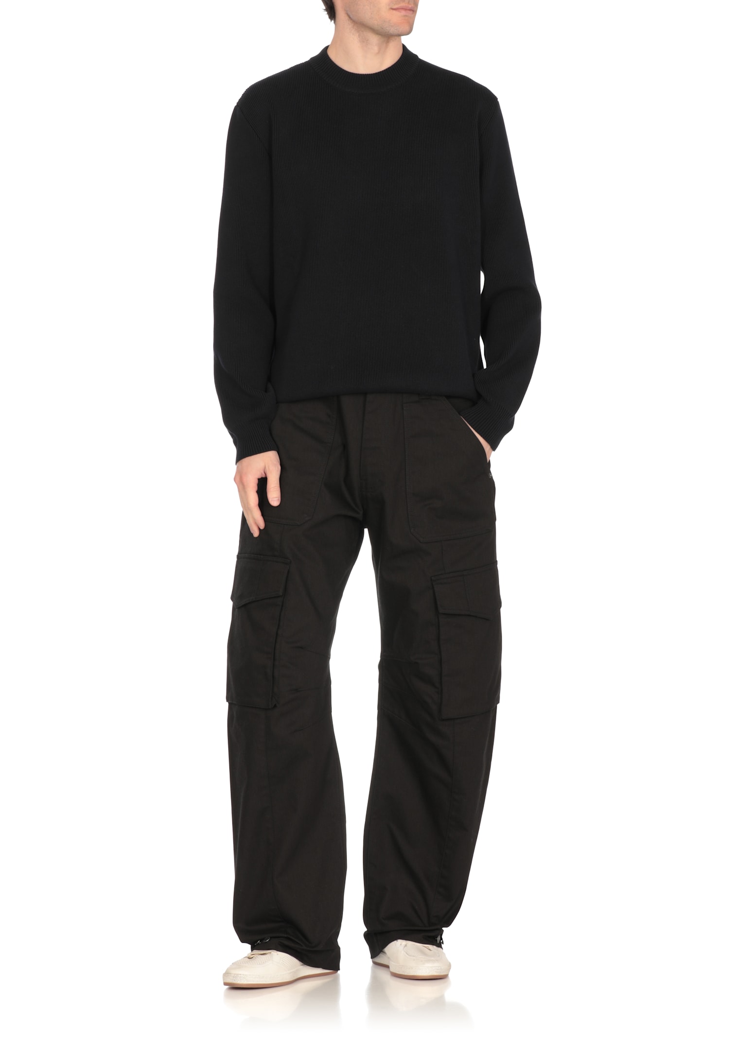 Golden Goose Ribbed Texture Crewneck Sweater In Blue