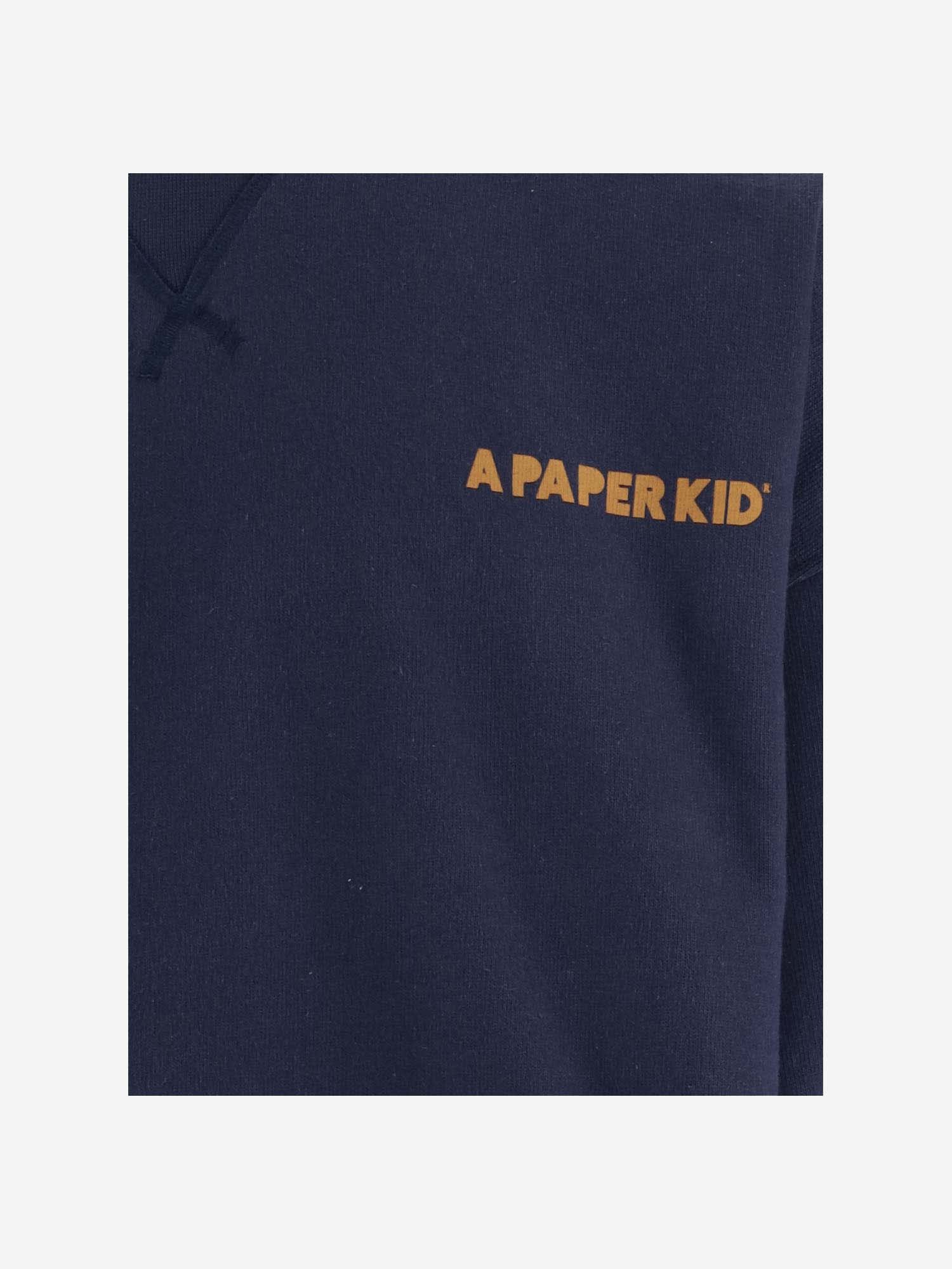 Shop A Paper Kid Cotton Sweatshirt With Logo In Blu