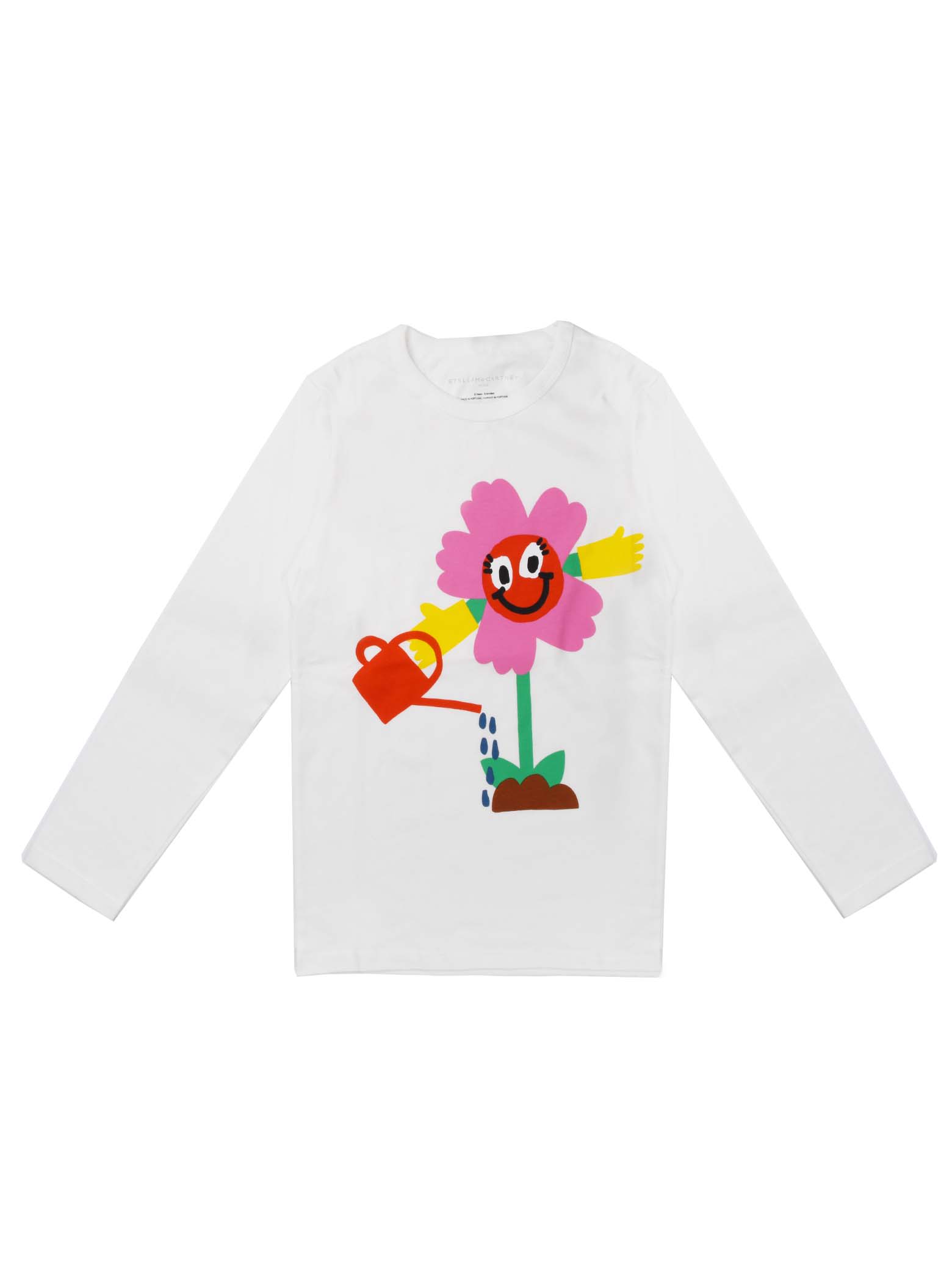 Stella McCartney Kids White Long Sleeve T Shirt With Flower Print