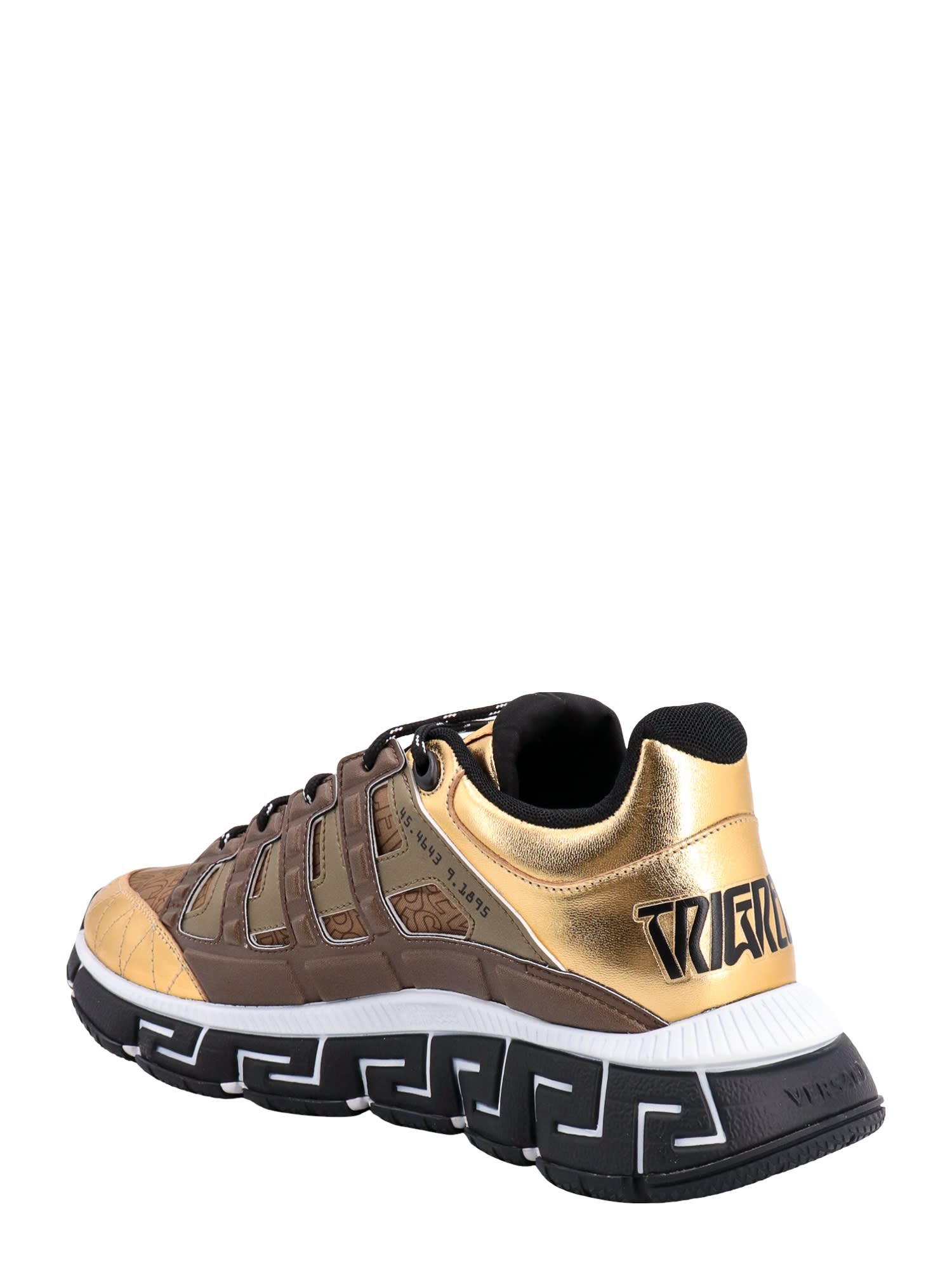 Shop Versace Trigreca Sneakers In Brown