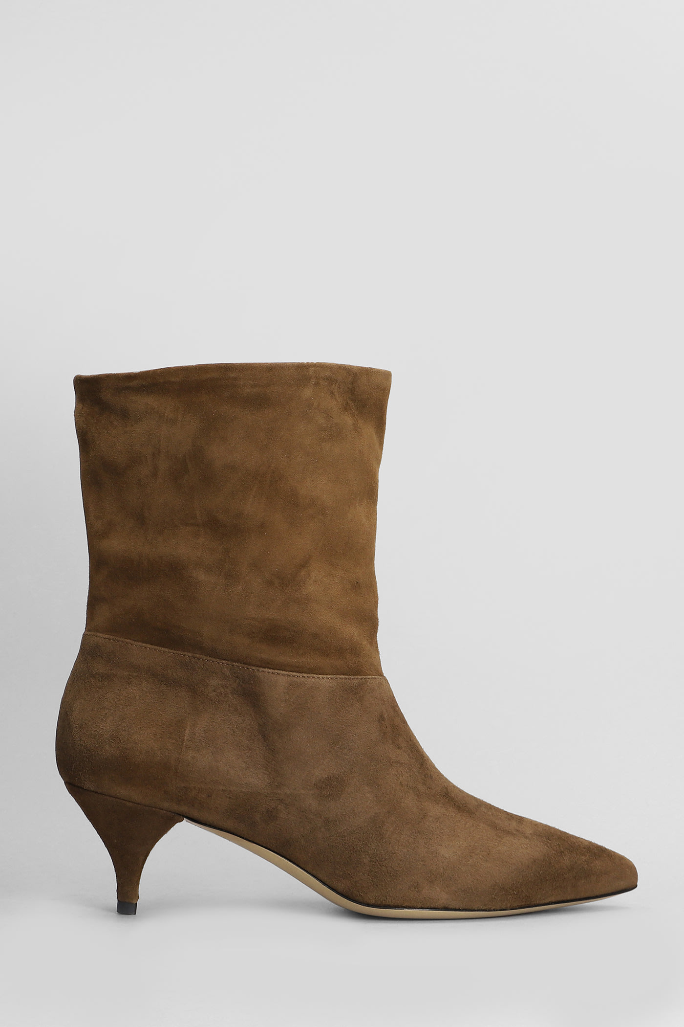 High Heels Ankle Boots In Brown Suede