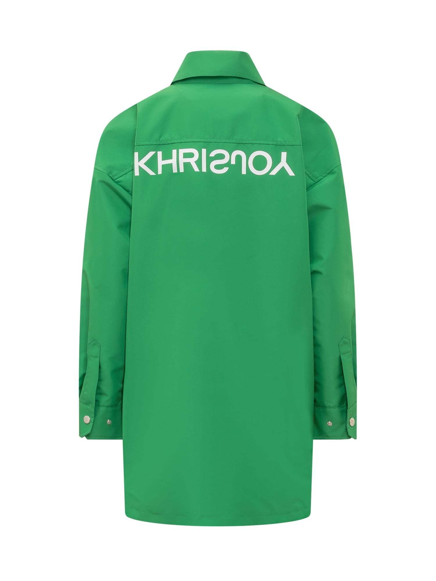 Shop Khrisjoy Oversized Boy Shirt In Grass Green