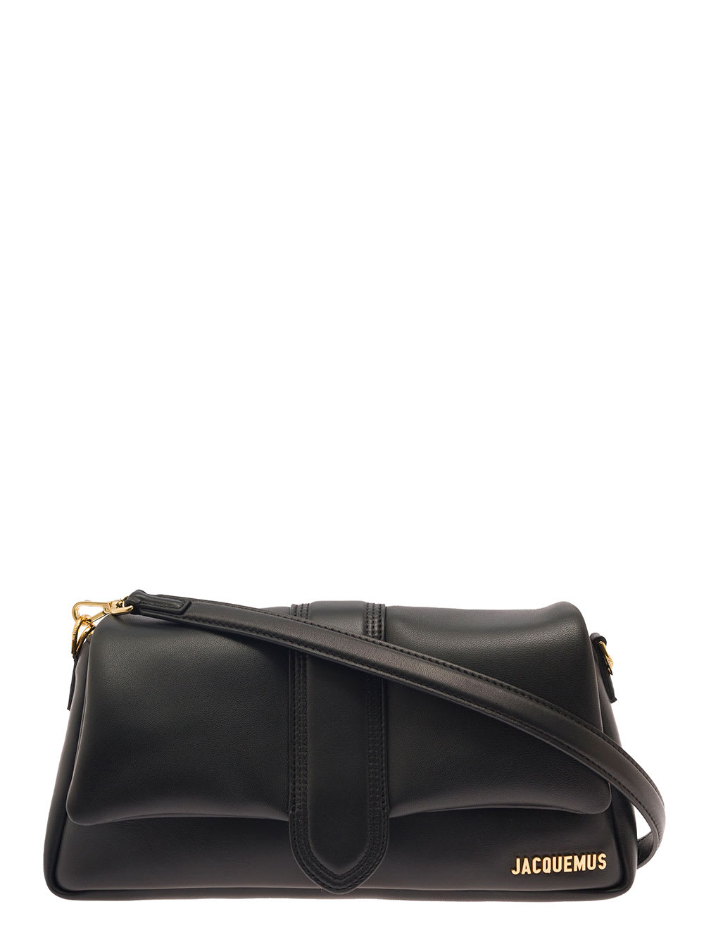 Shop Jacquemus Le Bambimou Black Shoulder Bag With Magnetic Fastening And Logo Detail In Leather Woman