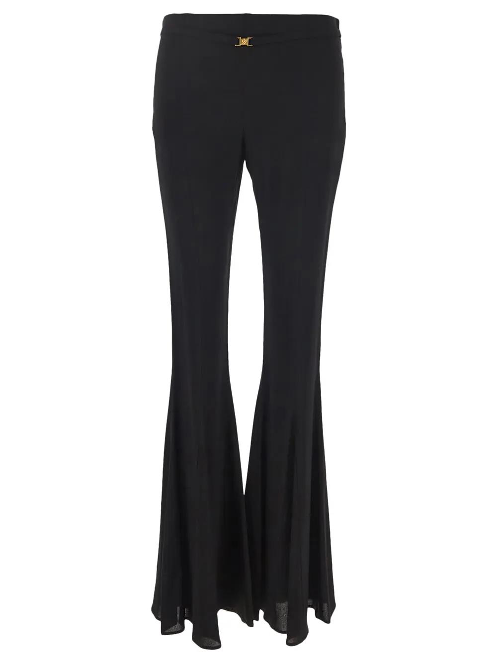 Blumarine Flared Trousers With Belt In Black