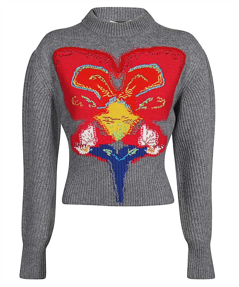 Shop Alexander Mcqueen Crew-neck Wool Sweater In Grey