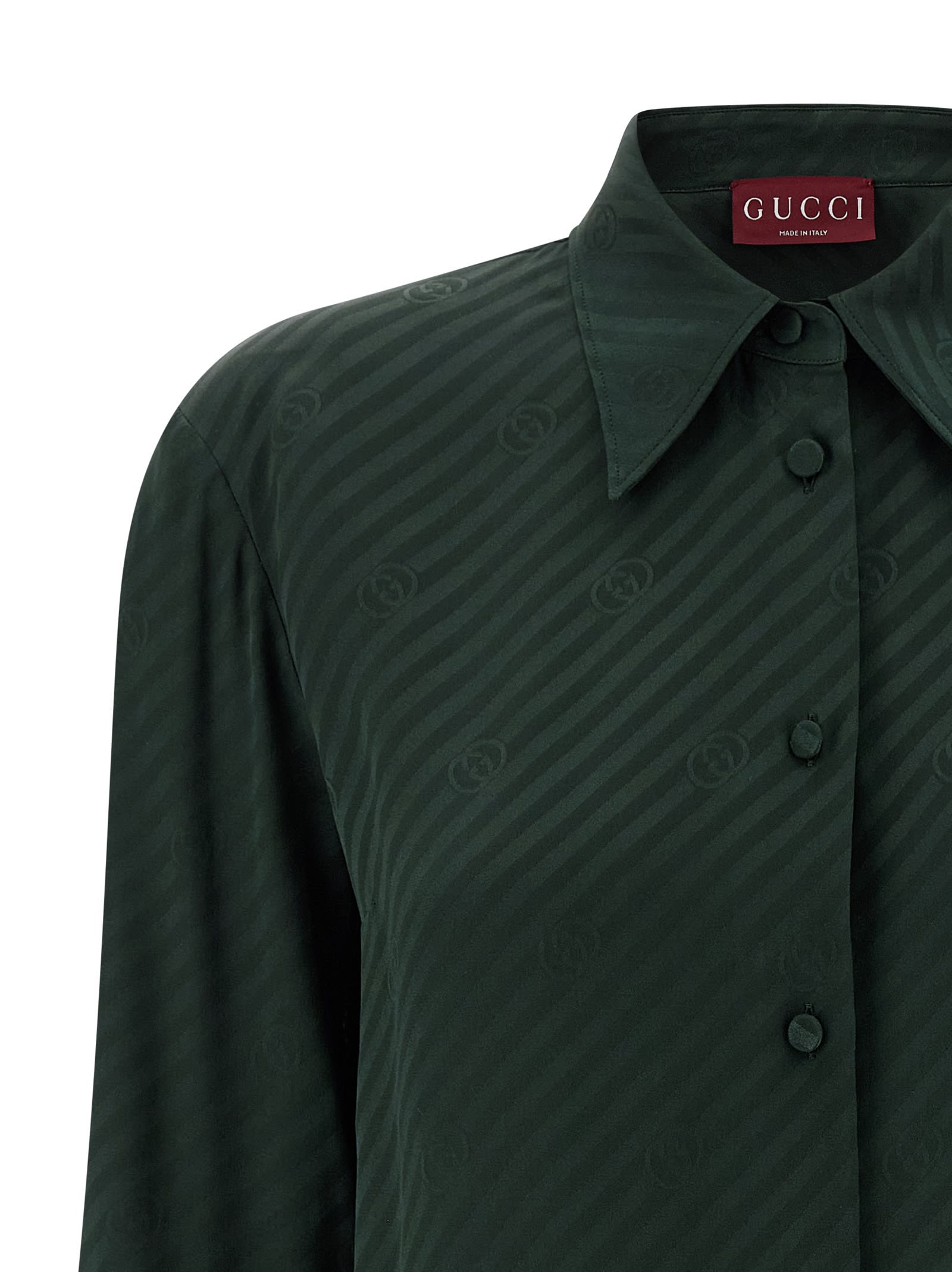 Gucci Gg Cross Long Sleeve Shirt In Green