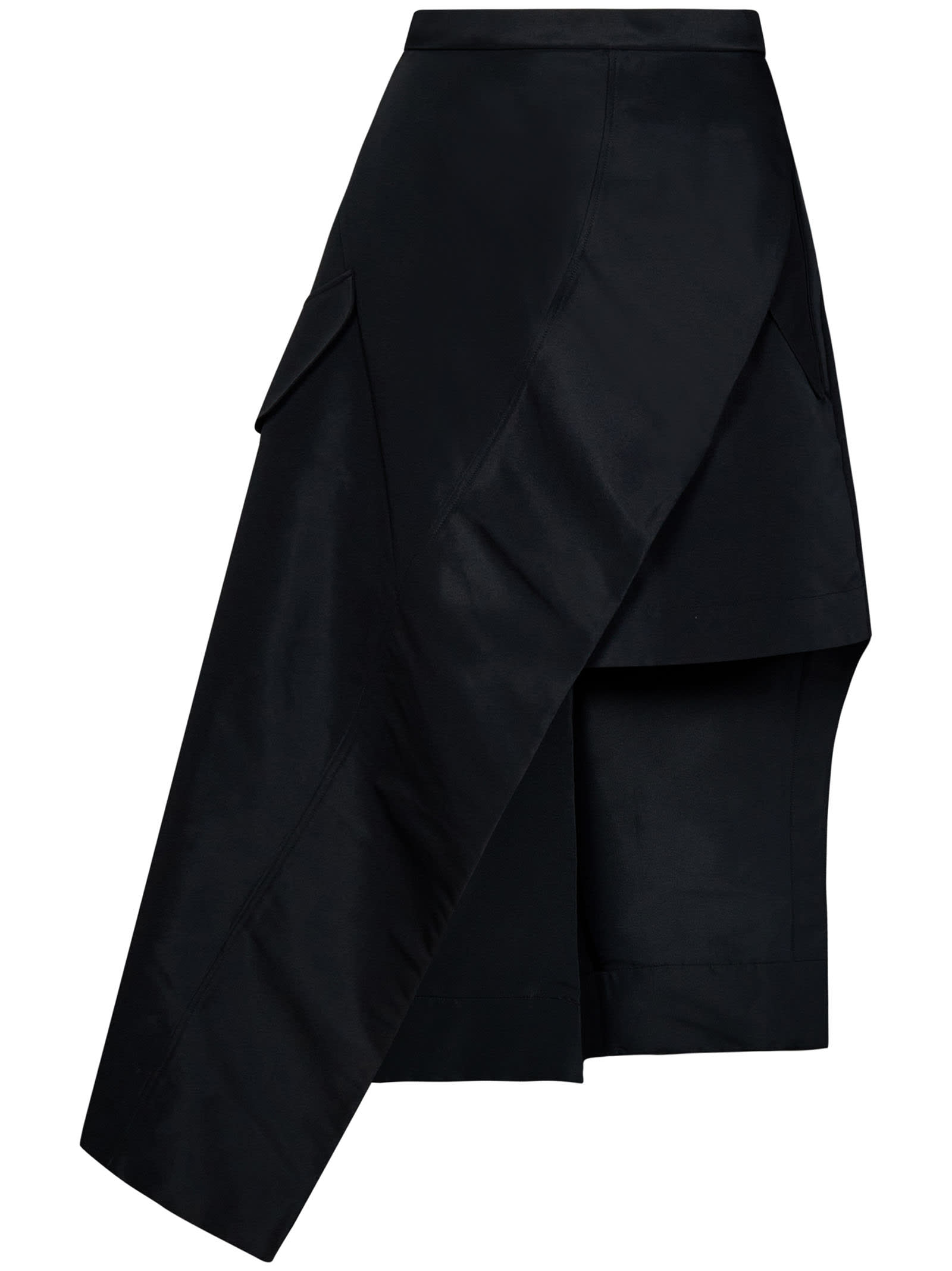 Alexander Mcqueen Wrap-design Asymmetric Midi Skirt In Black