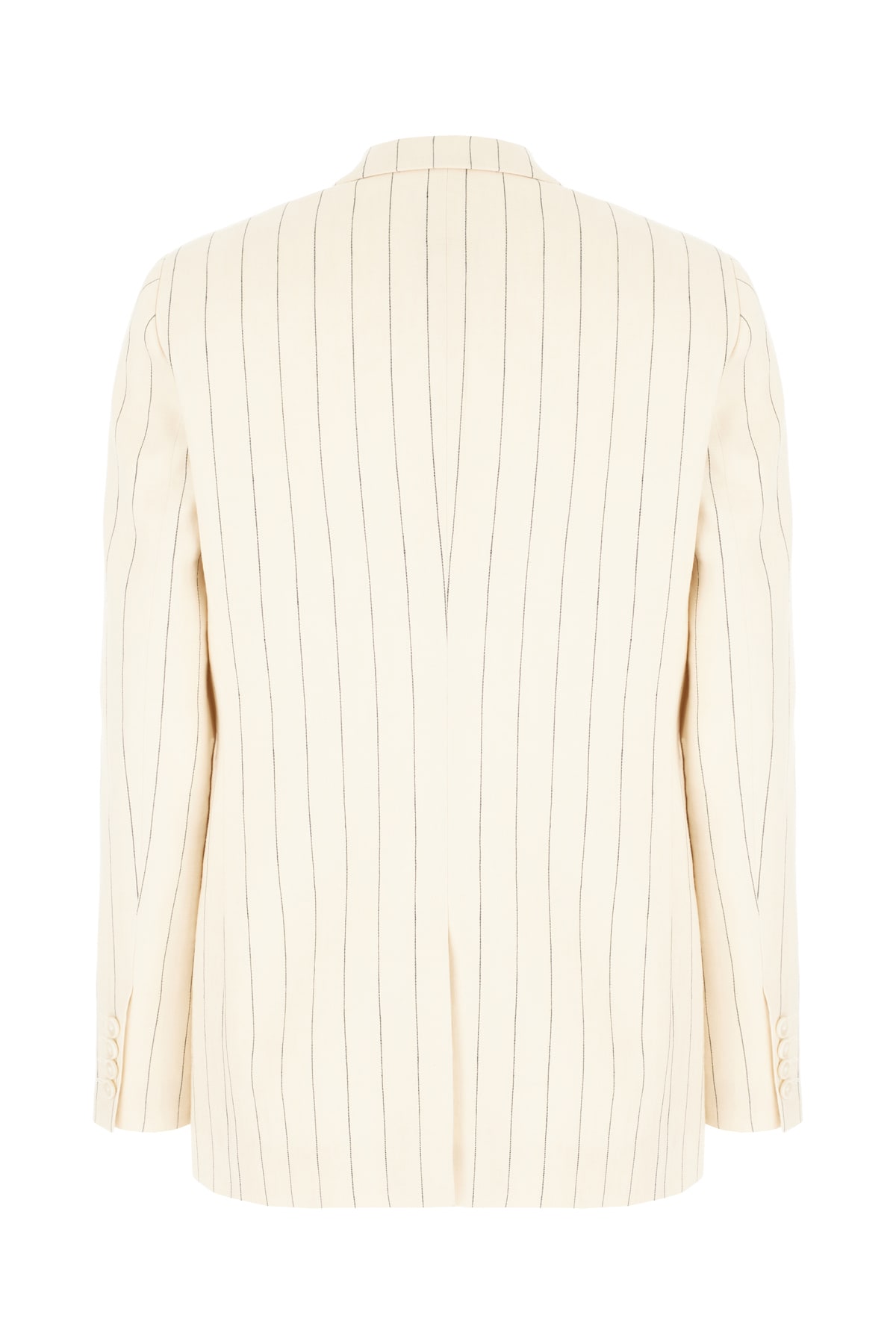 Shop Pt Torino Embroidered Linen Blend Blazer In Panna Gessato Blu