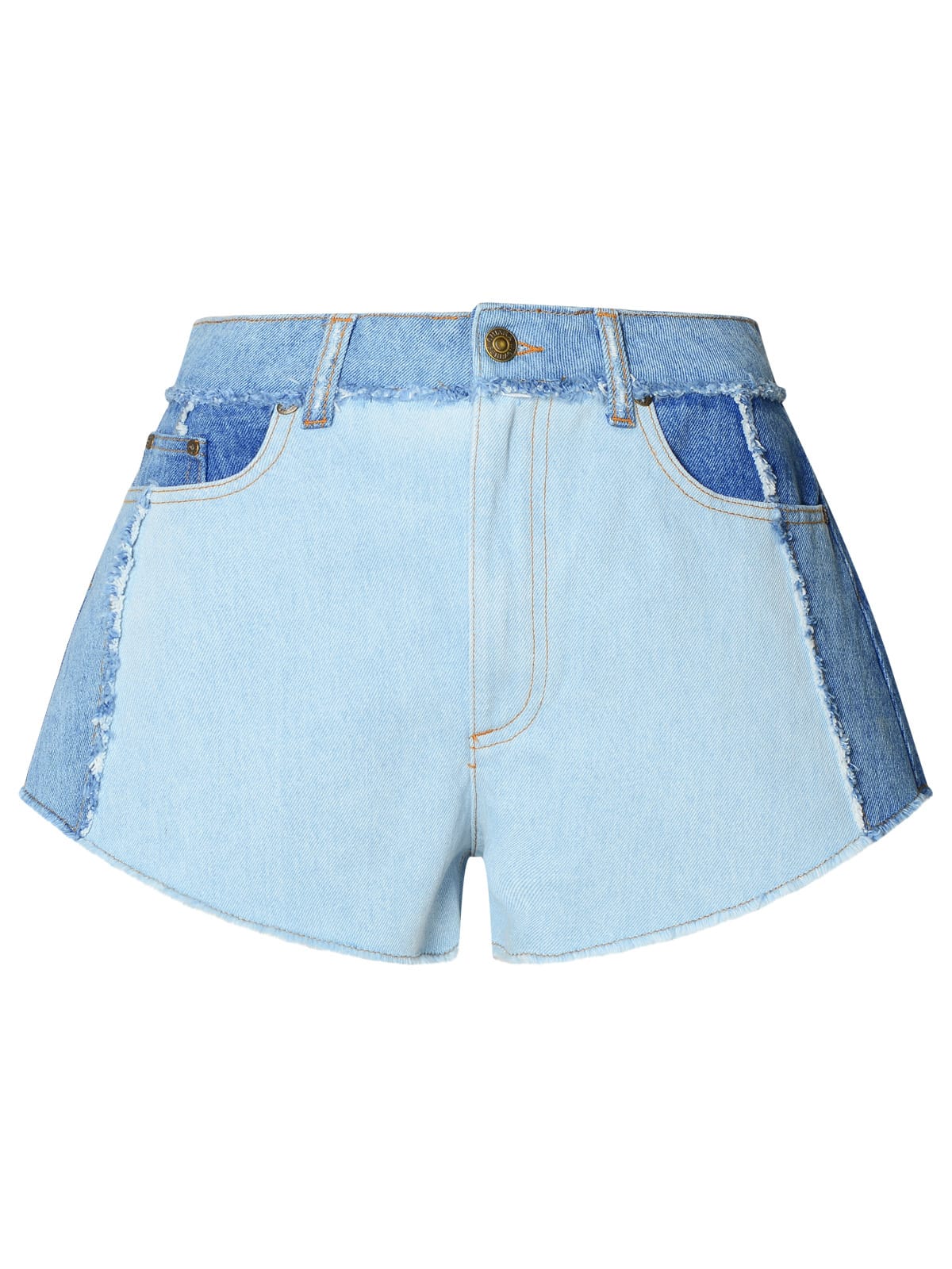 Shop Chiara Ferragni Blue Cotton Shorts