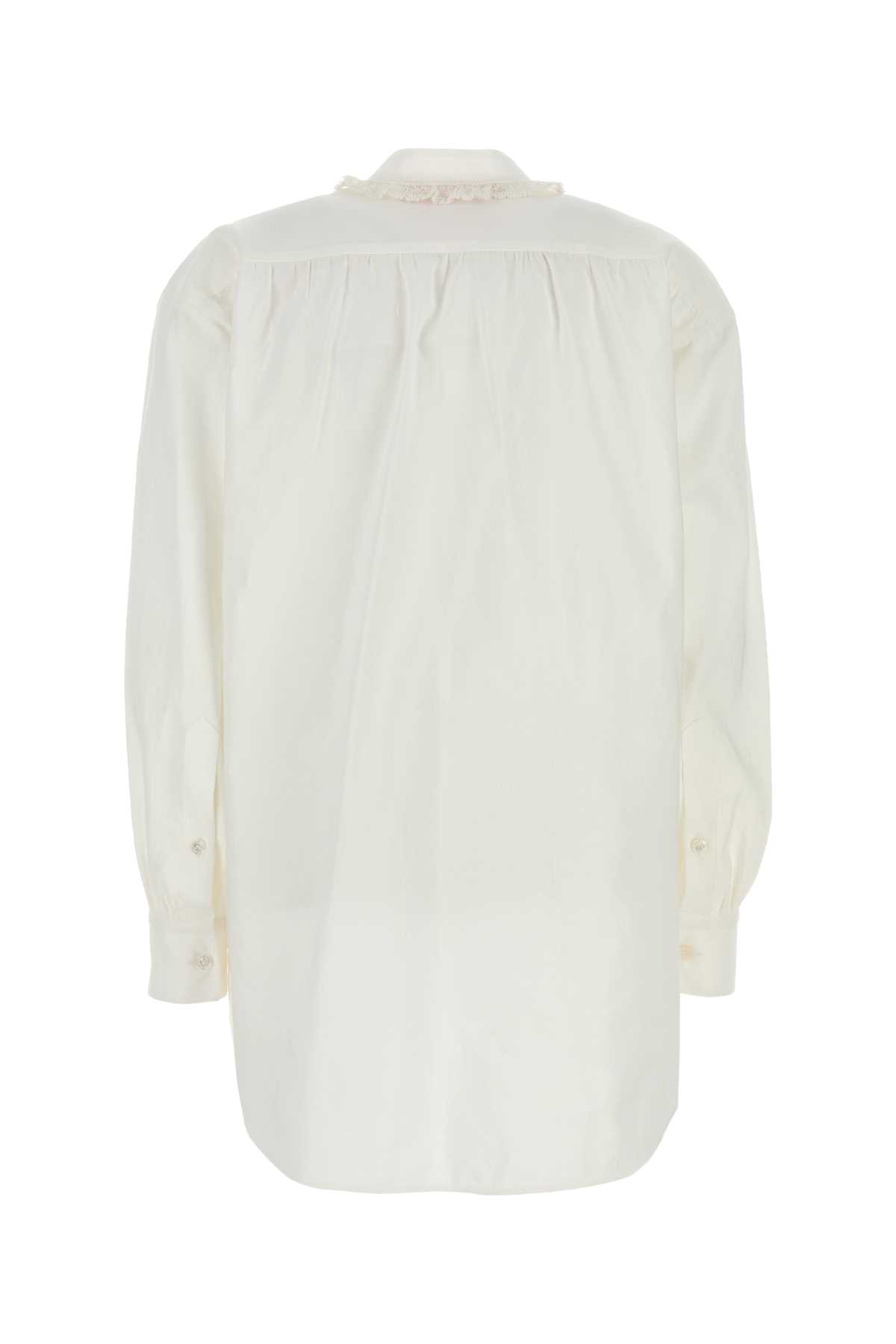 Valentino Blouse Cotton Blend Long Sleeves In Bianco