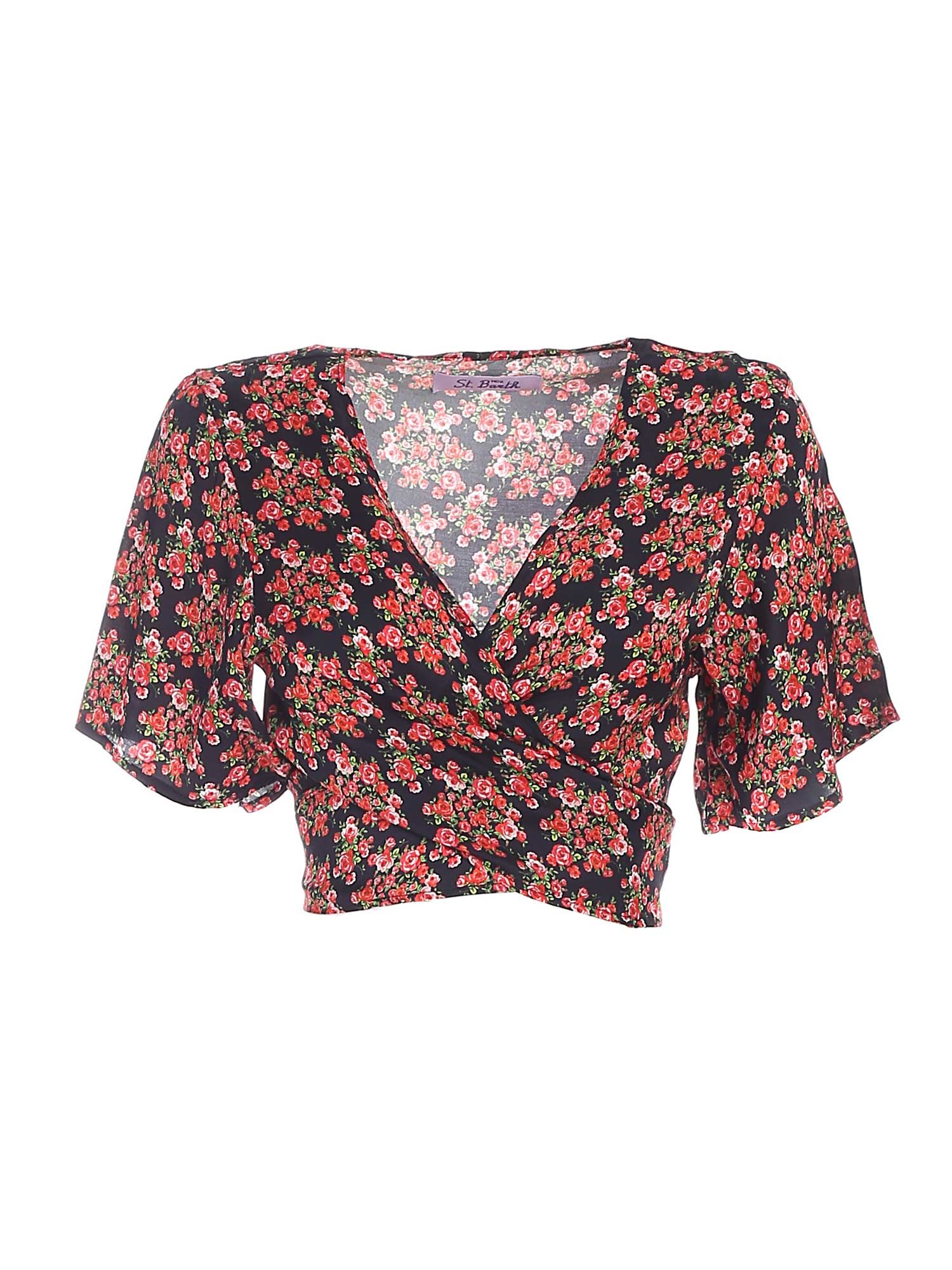 MC2 SAINT BARTH ANGELINA CROPPED BLOUSE IN BLACK,ANGELINA BBRS00