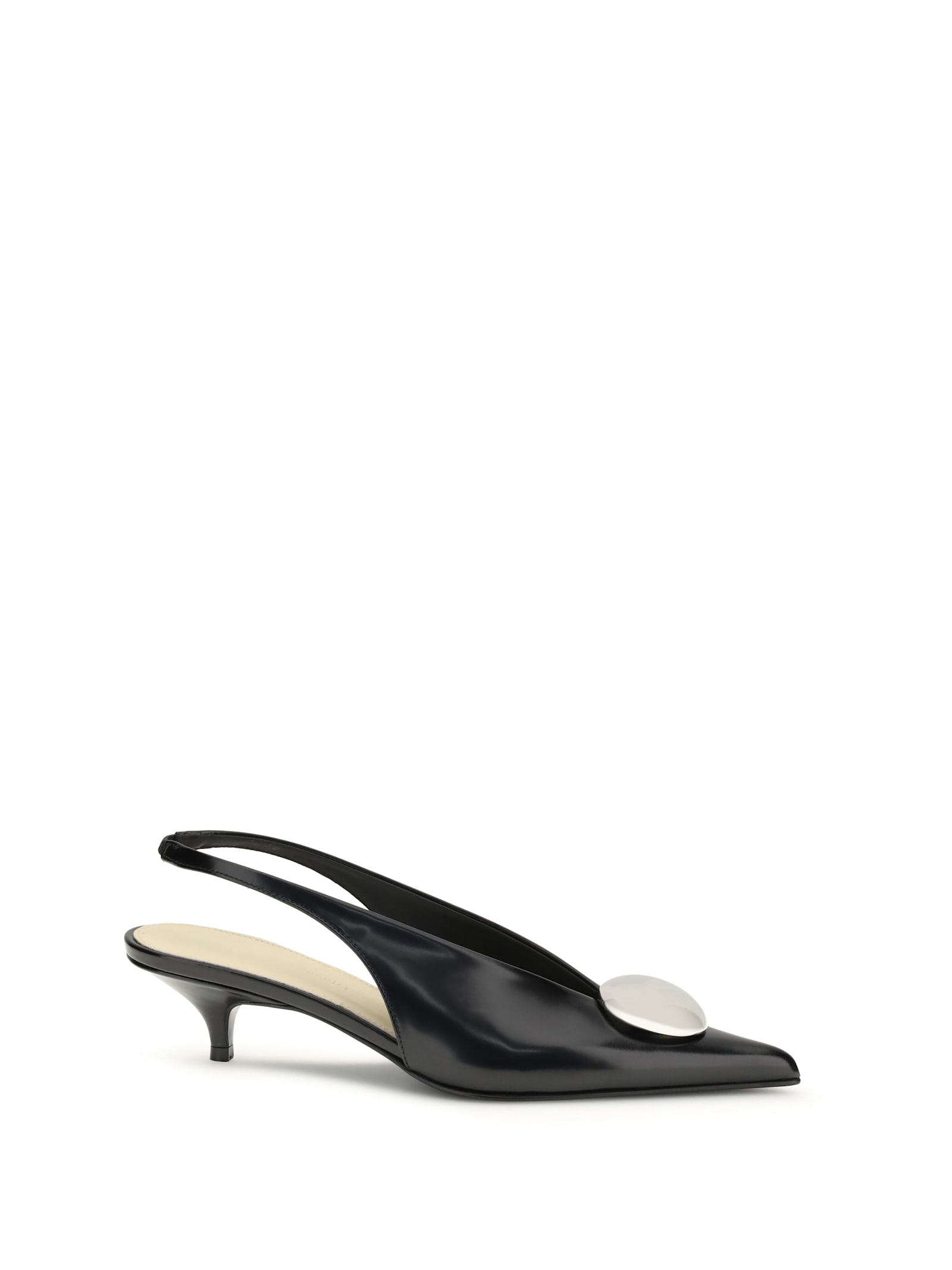 Proenza Schouler Dome Slash Slingbacks In Polished Calf In Black