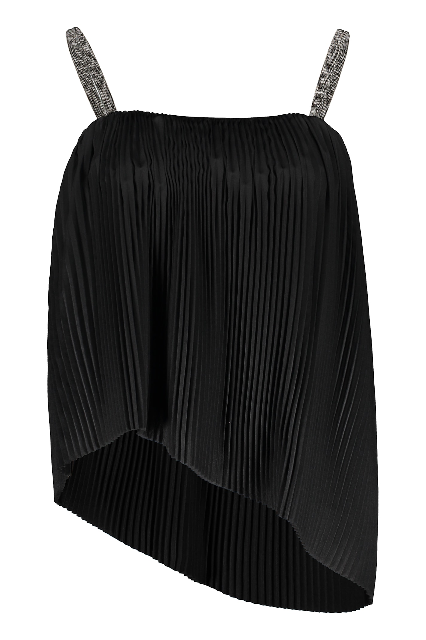 Fabiana Filippi Pleated Metallic-trim Vest Top In Black