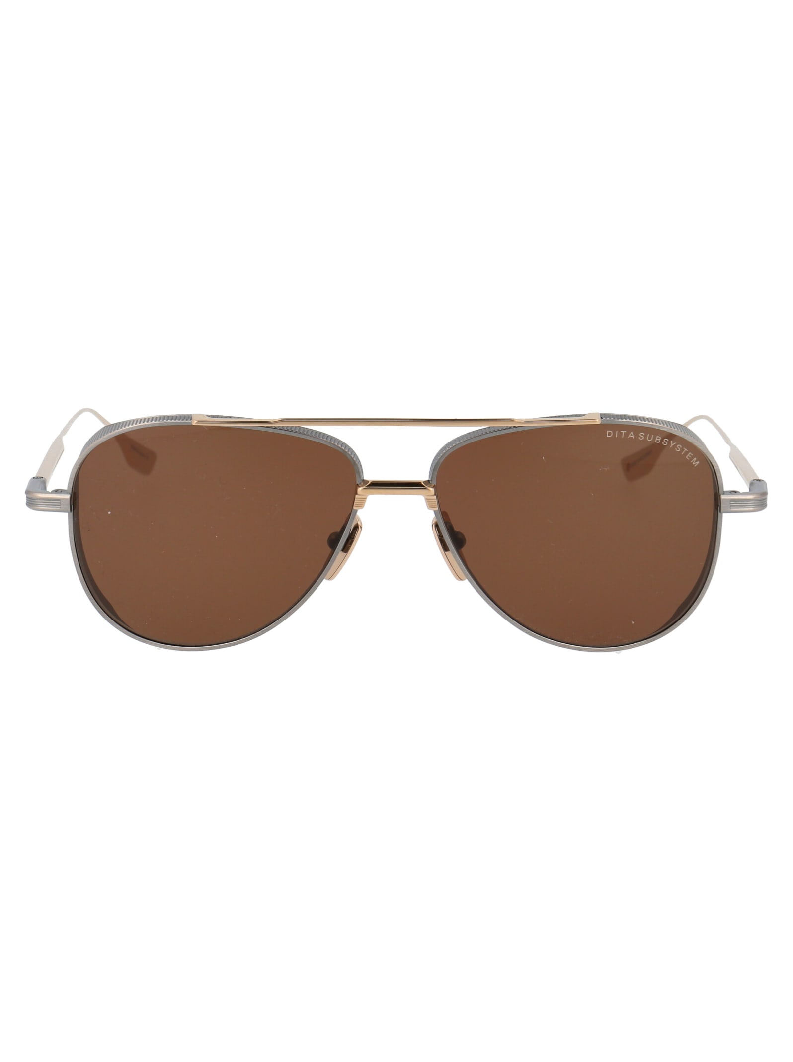 Shop Dita Subsystem Sunglasses In Antique Silver - White Gold