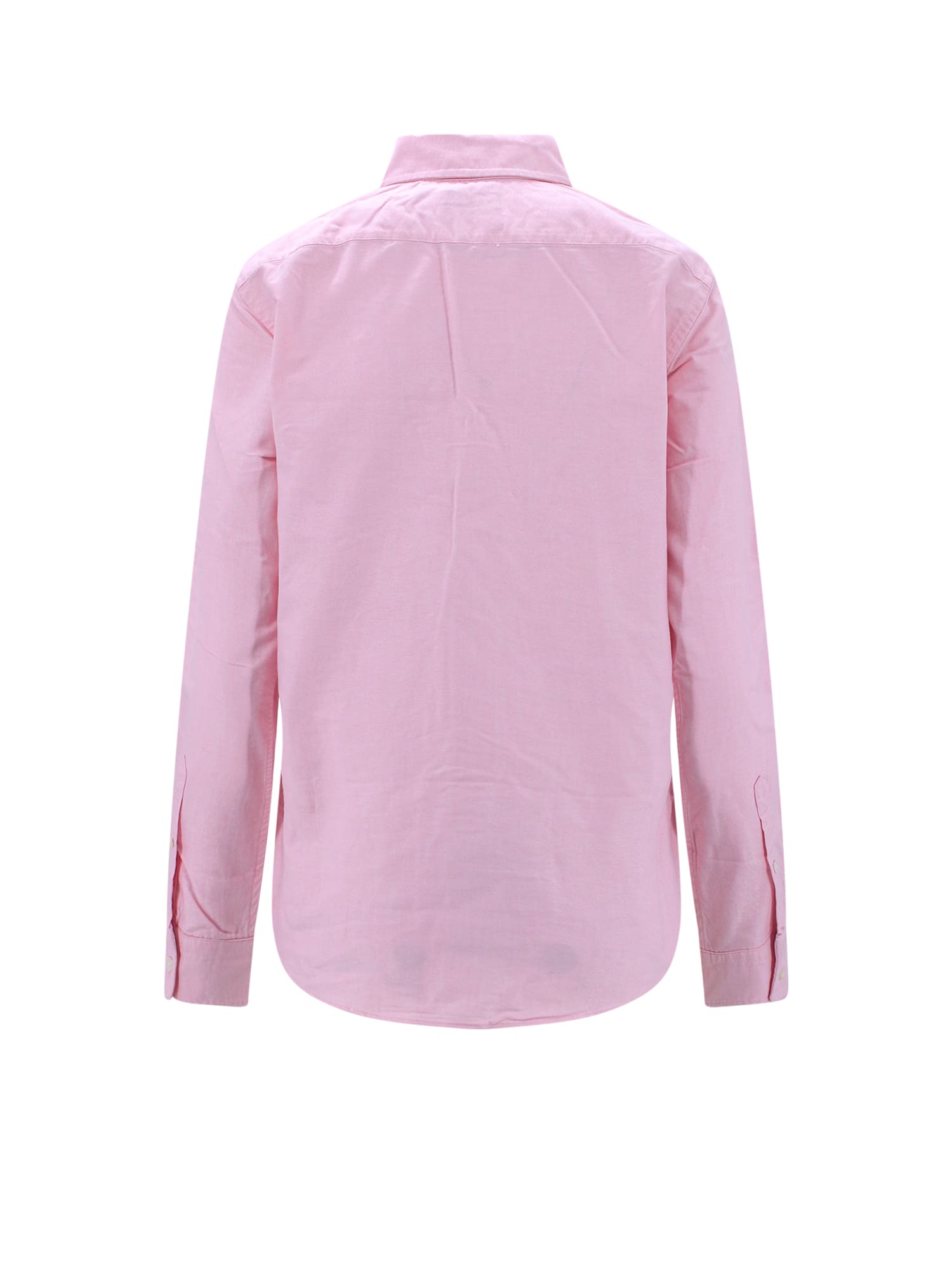 Shop Ralph Lauren Logo Detail Round Hem Plain Shirt In Bath Pink