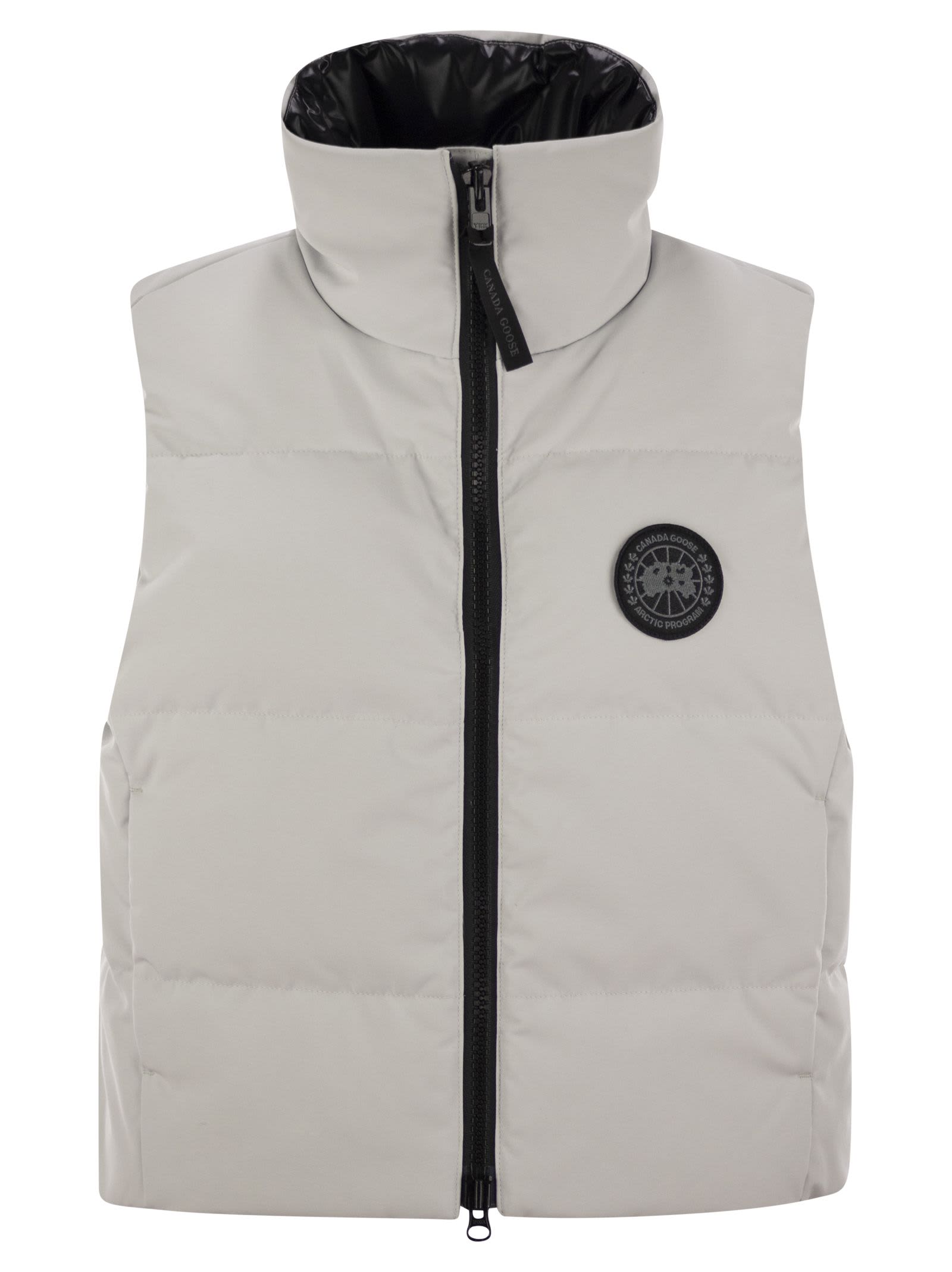 Shop Canada Goose Grandview Cropped - Vest With Black Logo In Ice