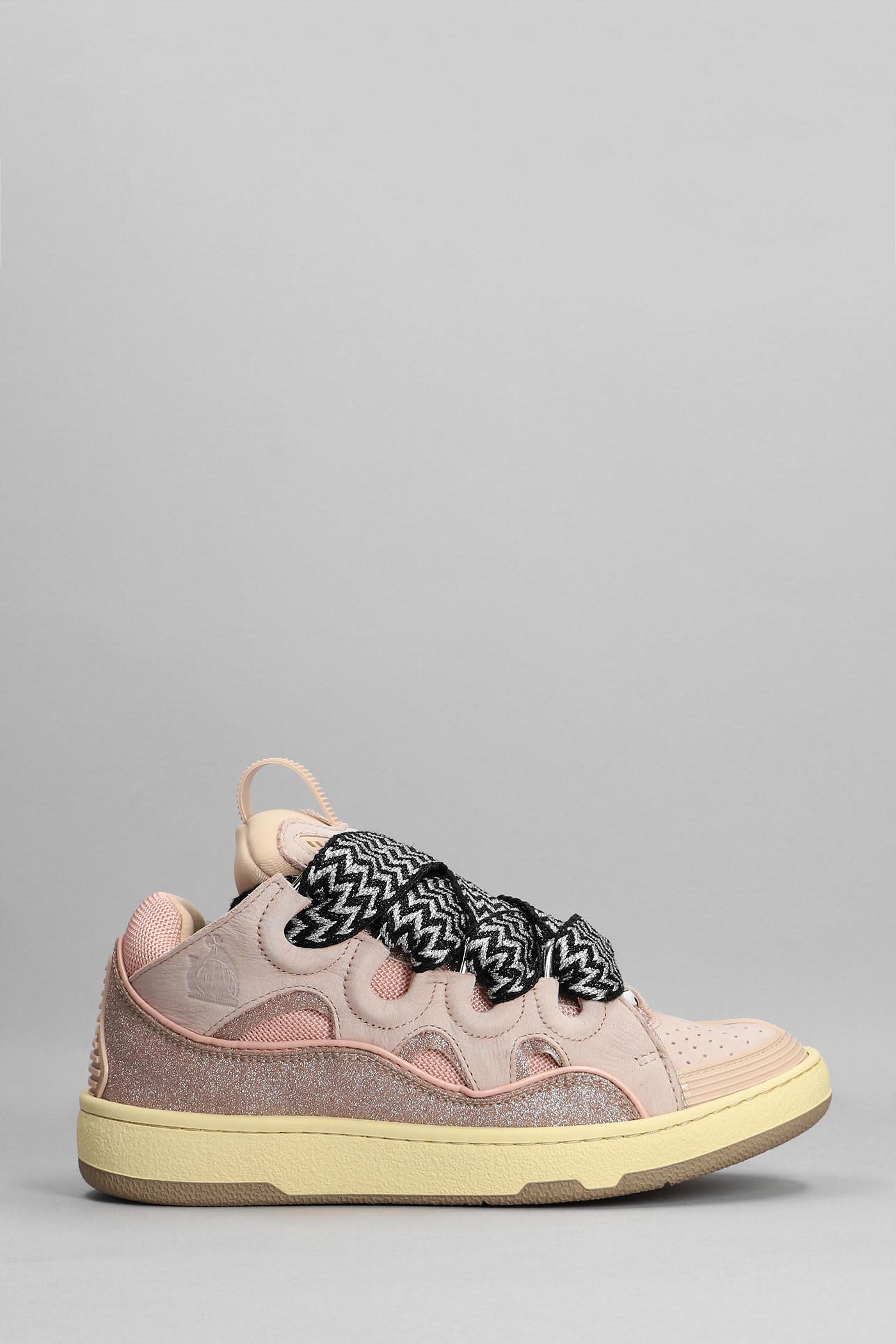 Lanvin Curb Sneakers In Rose-pink Leather