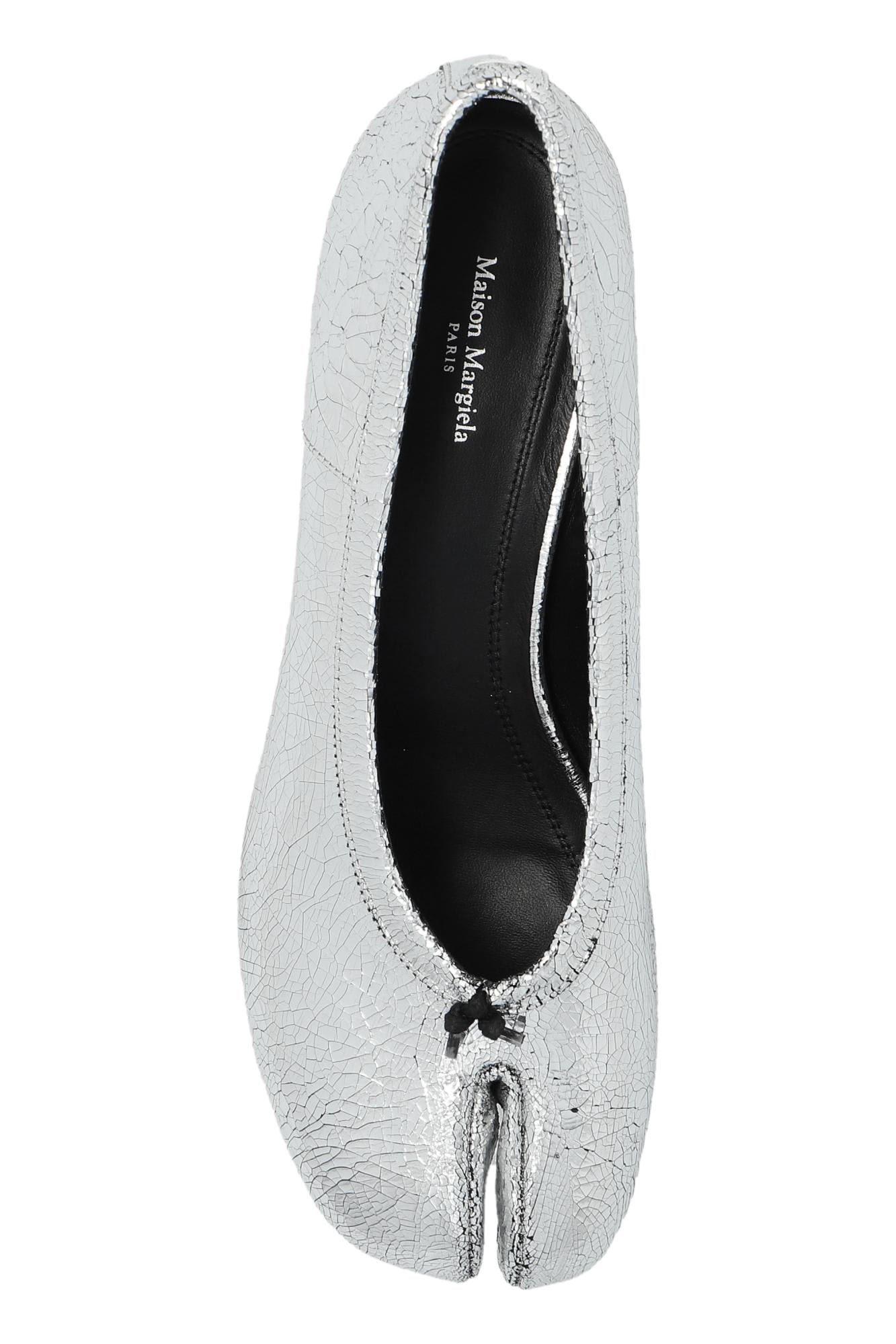 Shop Maison Margiela Leather Heeled Shoes Tabi In Silver