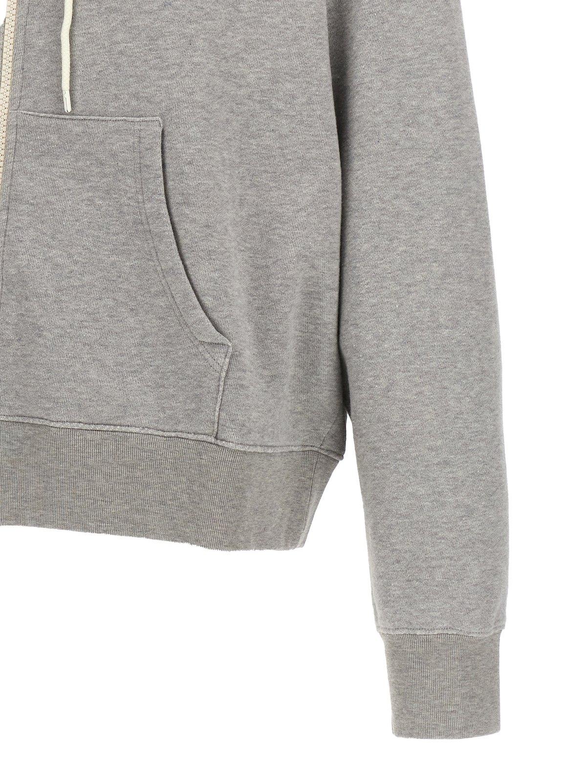 Shop Golden Goose Michael Zip-up Drawstring Hoodie In Alluminium Melange Grey