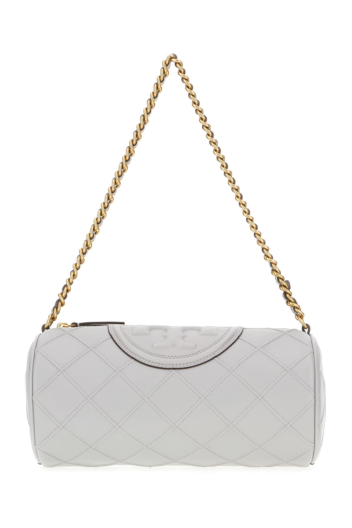 Shop Tory Burch Grey Leather Barrel Shoulder Bag In Bay Gray